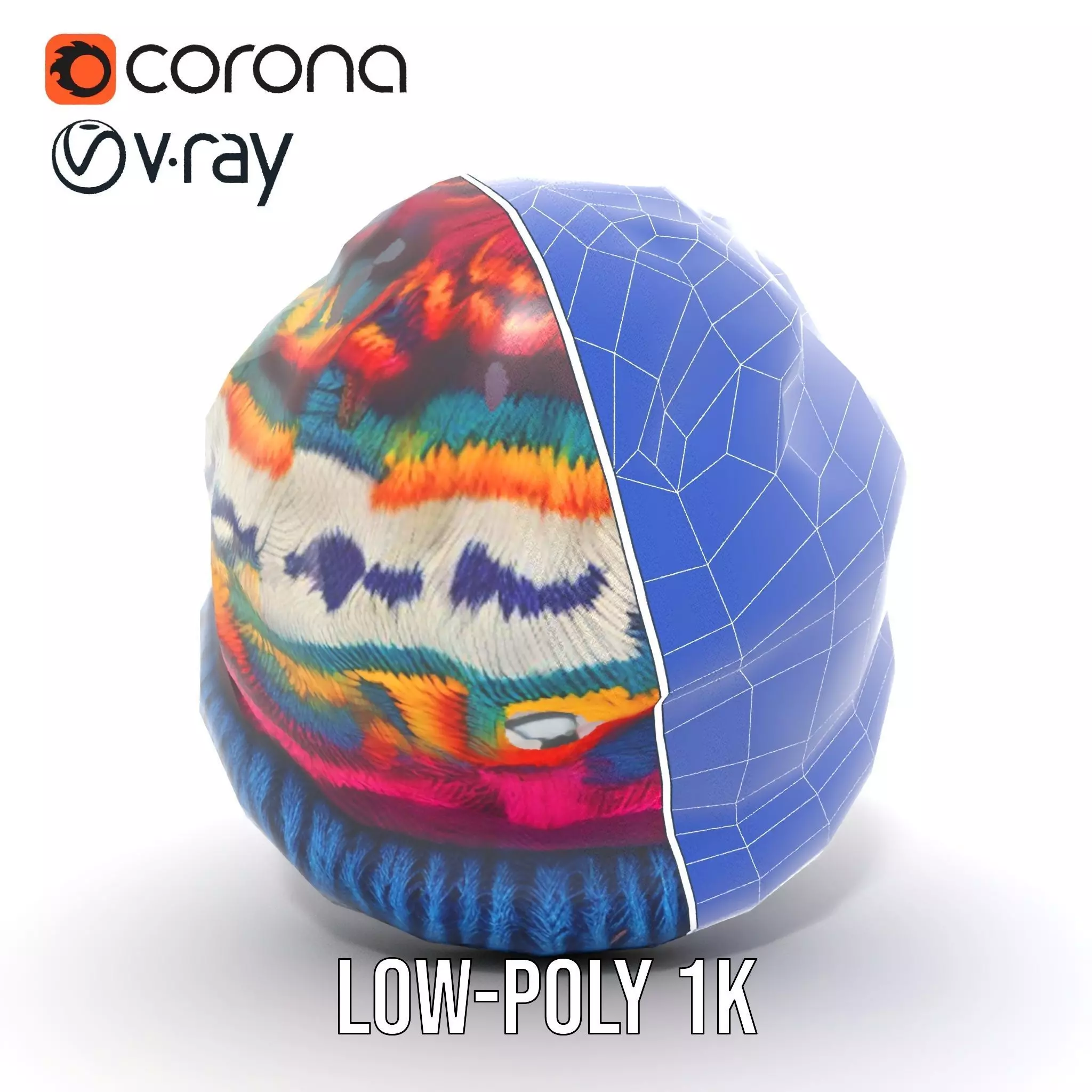 Colorful Knit Beanie model pack Low-poly 3D model_14