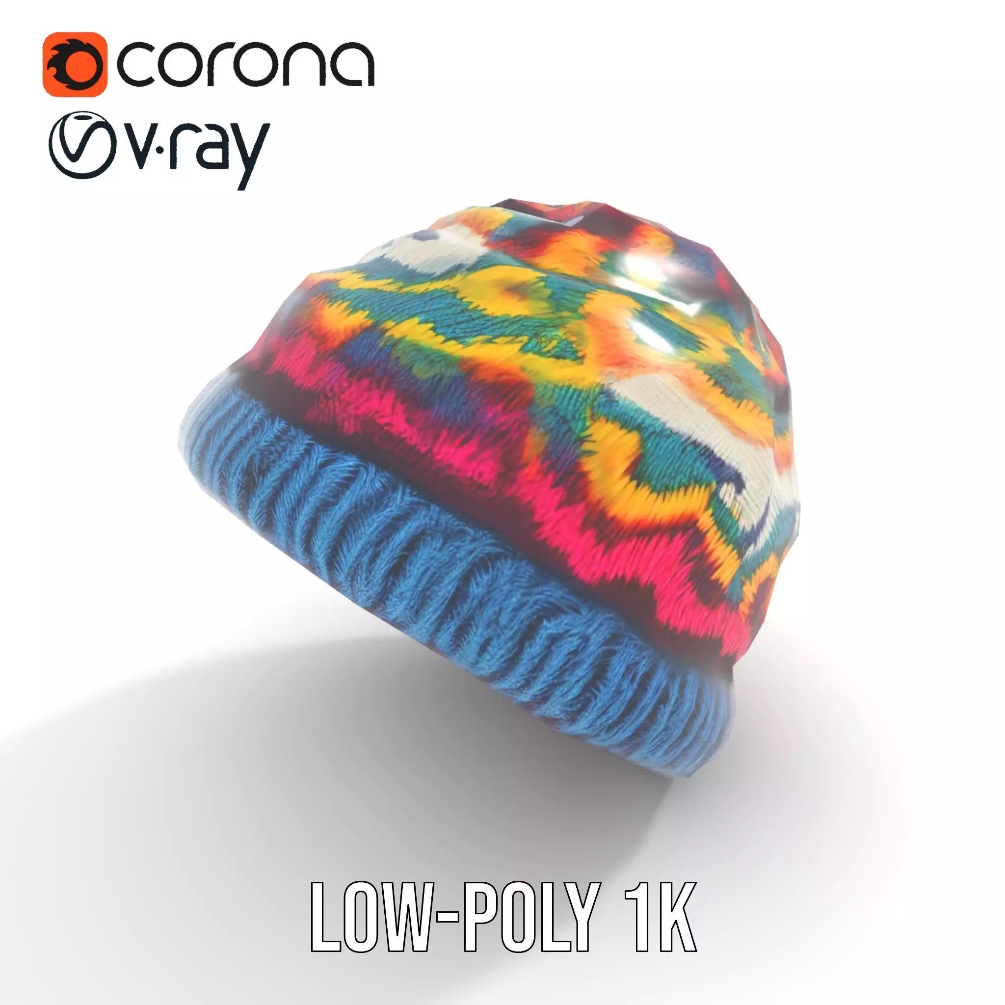 Colorful Knit Beanie model pack Low-poly 3D model_9