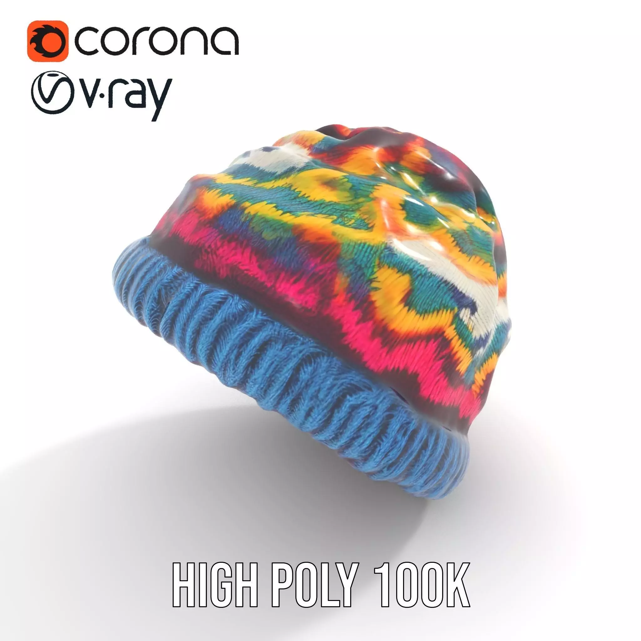 Colorful Knit Beanie model pack Low-poly 3D model_25