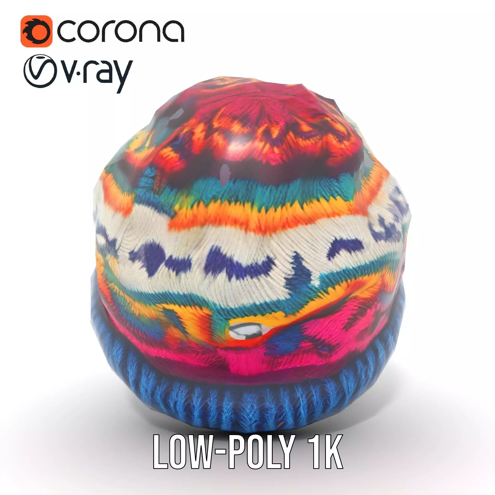 Colorful Knit Beanie model pack Low-poly 3D model_22