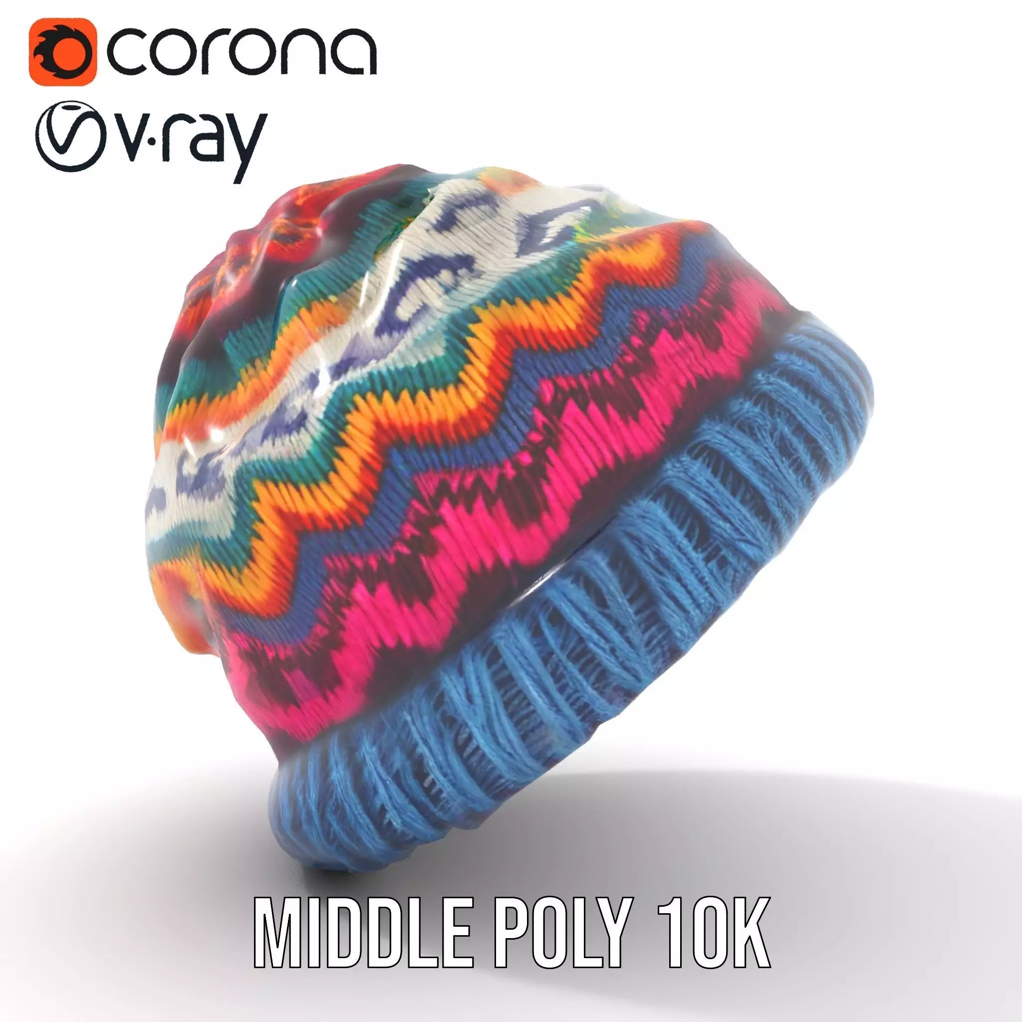 Colorful Knit Beanie model pack Low-poly 3D model_5