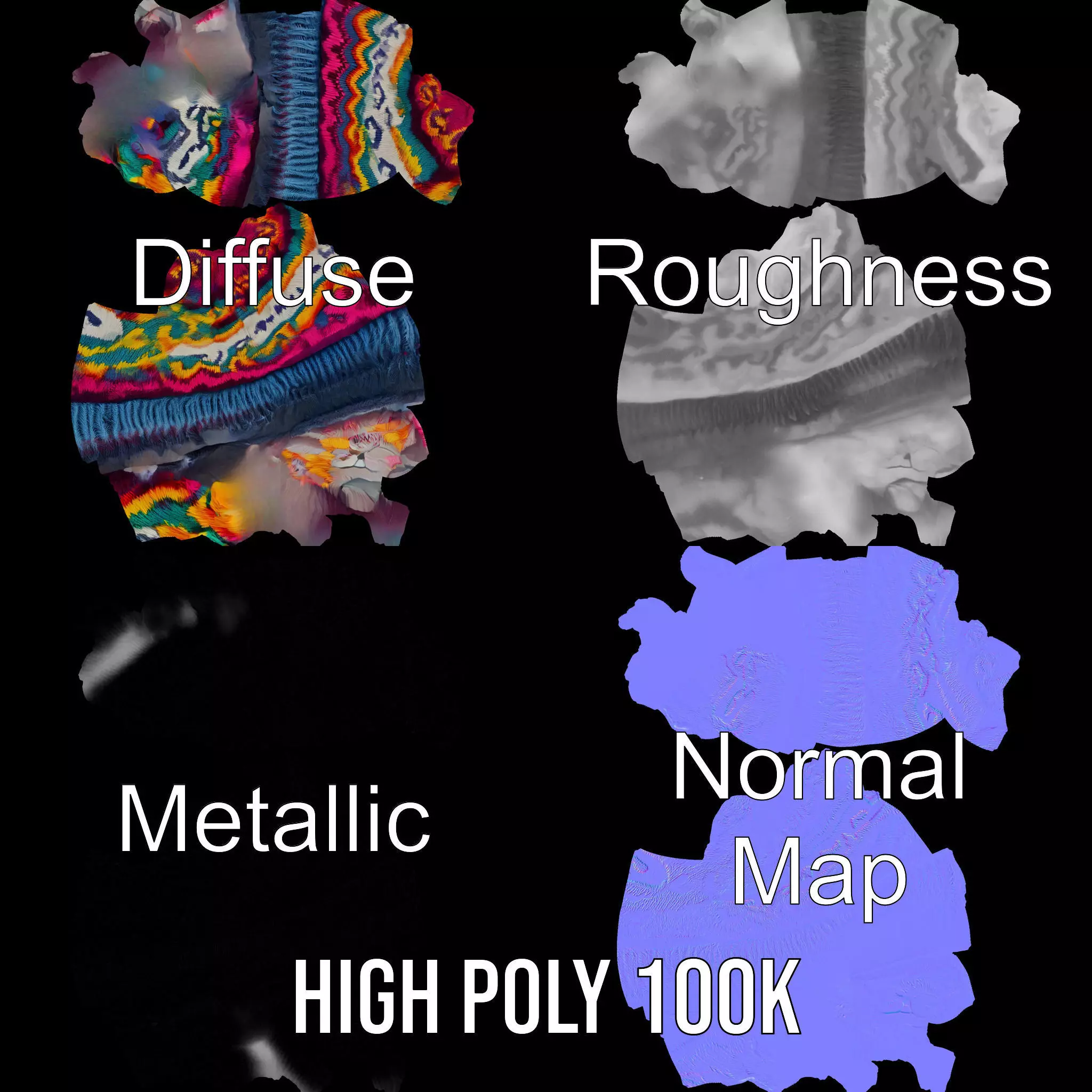 Colorful Knit Beanie model pack Low-poly 3D model_3