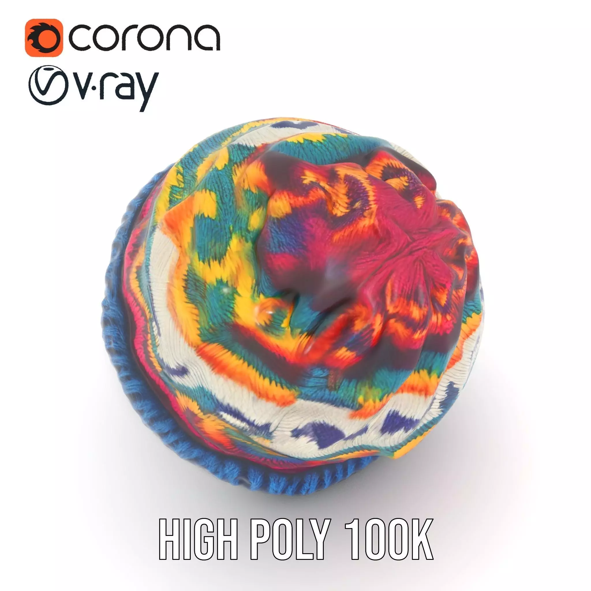 Colorful Knit Beanie model pack Low-poly 3D model_28