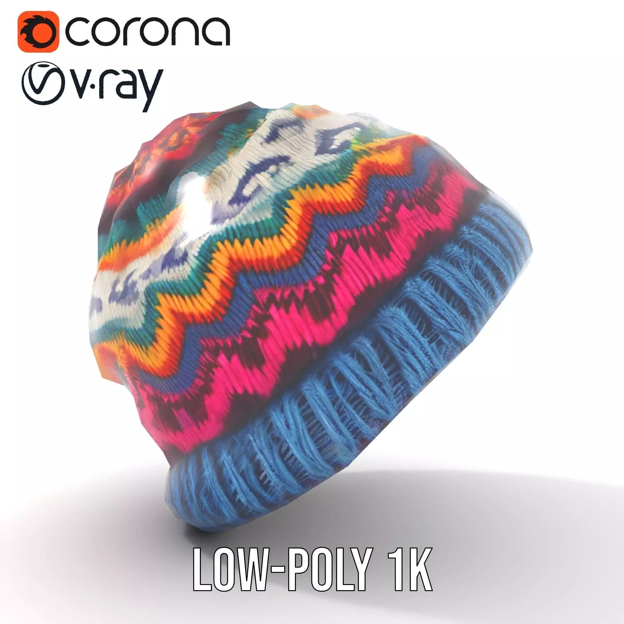 Colorful Knit Beanie model pack Low-poly 3D model_7