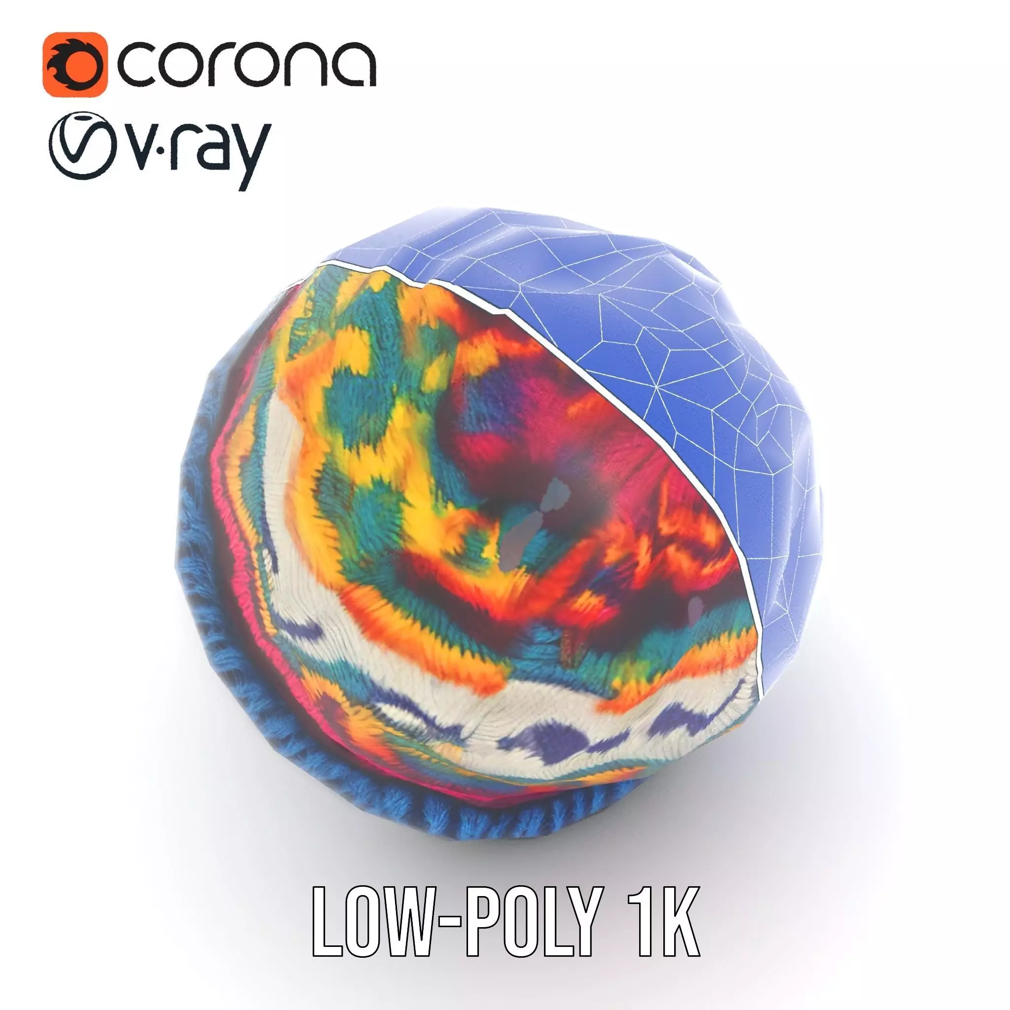 Colorful Knit Beanie model pack Low-poly 3D model_16