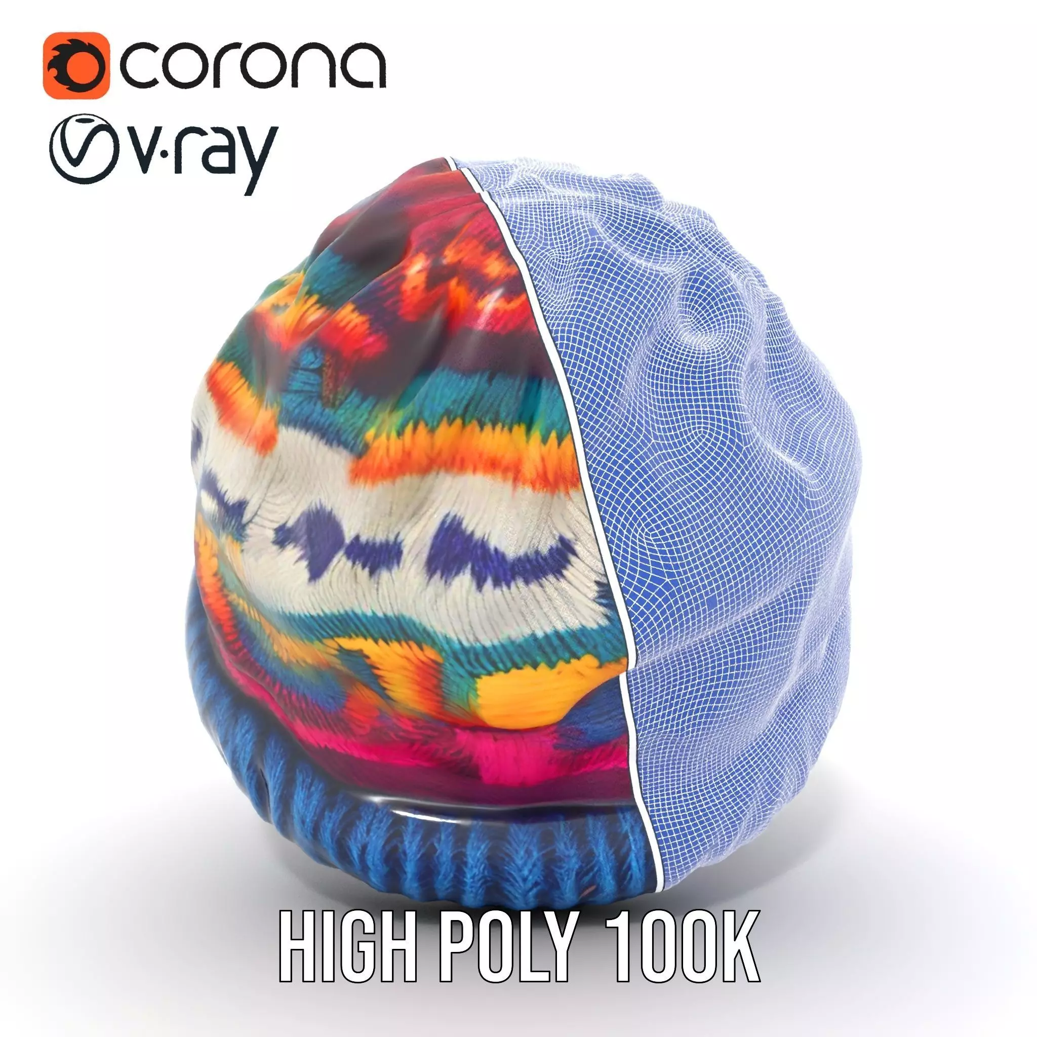 Colorful Knit Beanie model pack Low-poly 3D model_33