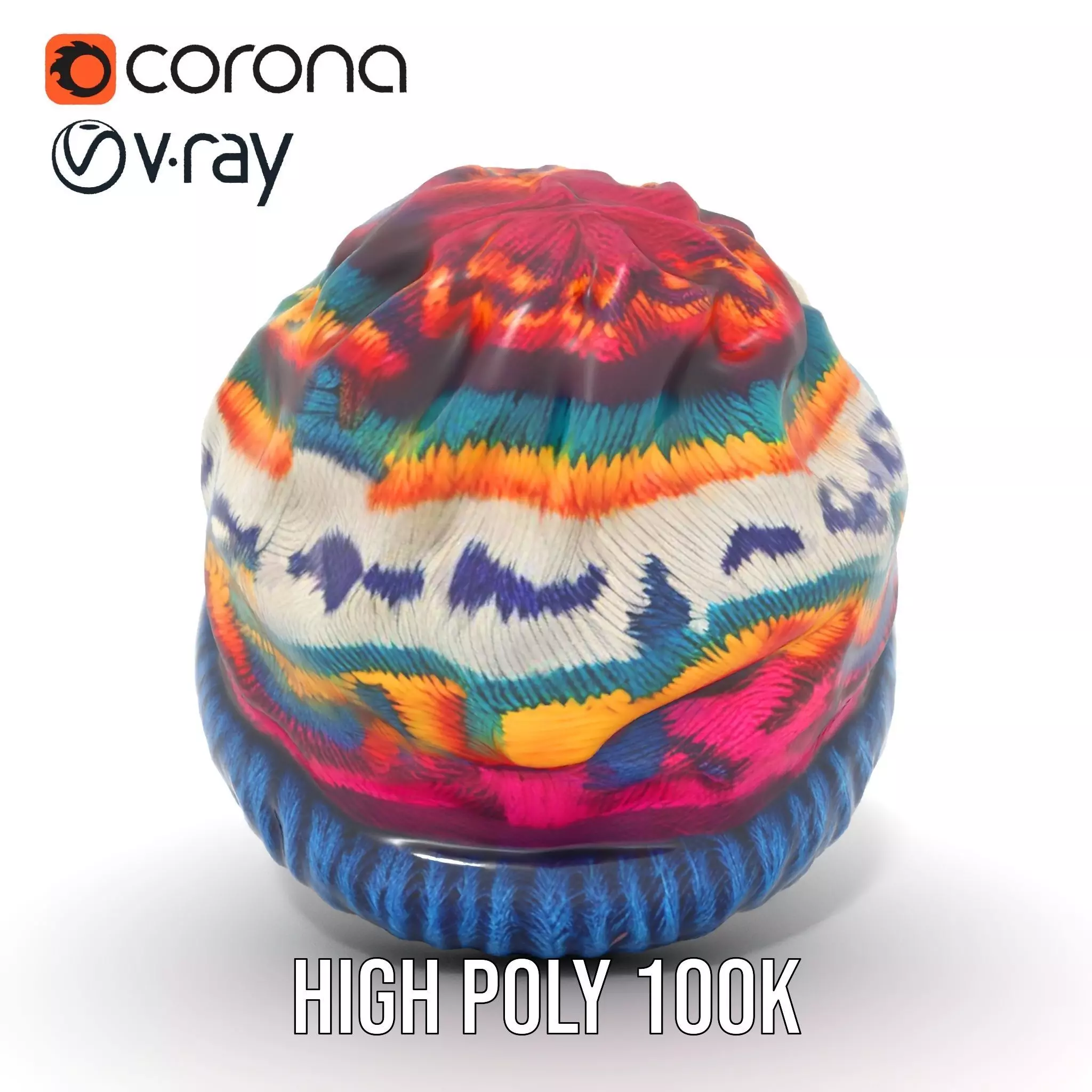 Colorful Knit Beanie model pack Low-poly 3D model_17