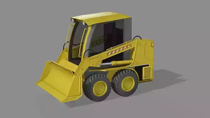 Yellow Mini Dozer Wheel Loader Rigged 3D Model