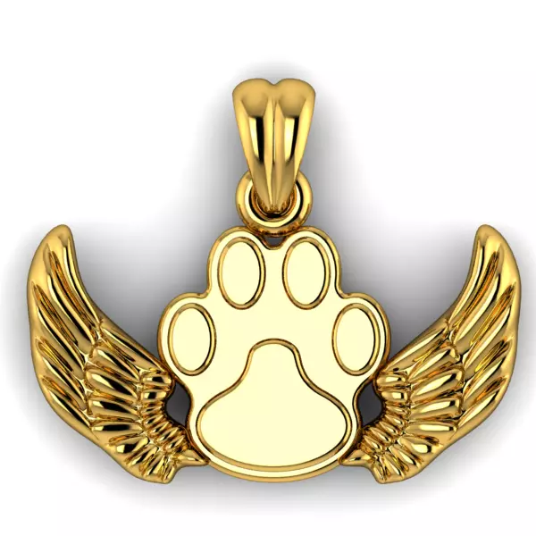 Dog Paw Print Wings Pendant Footprint Necklace Memorial Jewelry 3D print model_0
