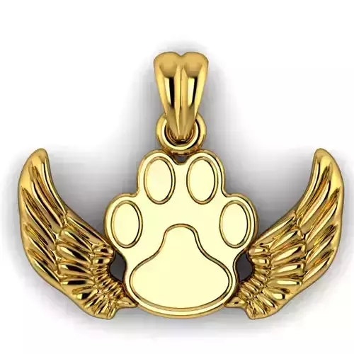 Dog Paw Print Wings Pendant Footprint Necklace Memorial Jewelry 3D print model Dog Paw Print Wings Pendant Footprint Necklace Memorial Jewelry 3D print model