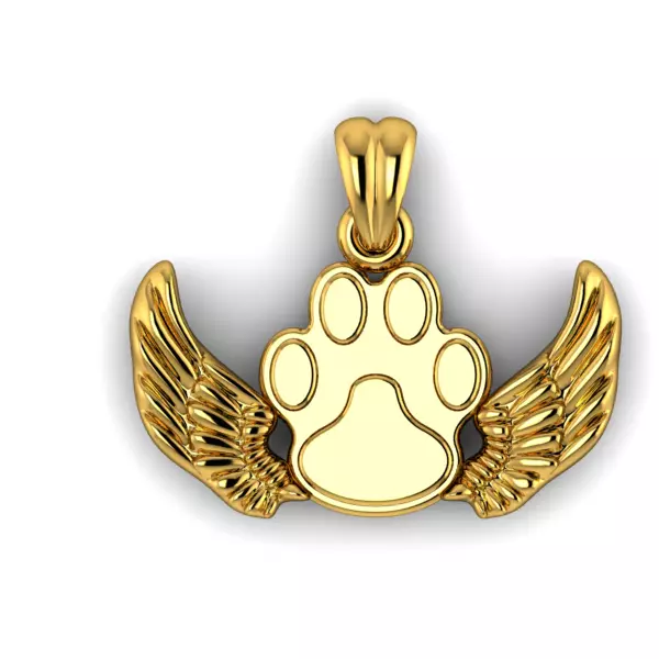 Dog Paw Print Wings Pendant Footprint Necklace Memorial Jewelry 3D print model_21