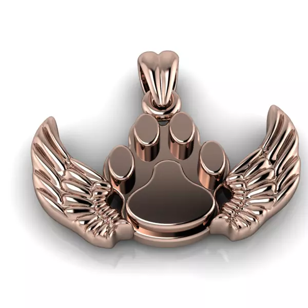 Dog Paw Print Wings Pendant Footprint Necklace Memorial Jewelry 3D print model_22