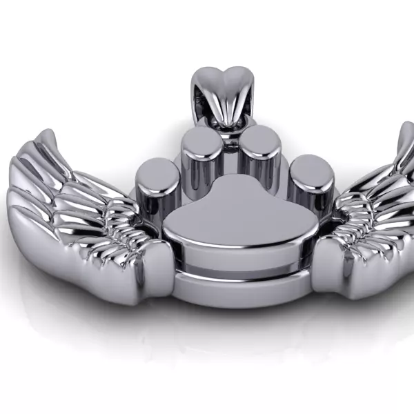 Dog Paw Print Wings Pendant Footprint Necklace Memorial Jewelry 3D print model_20