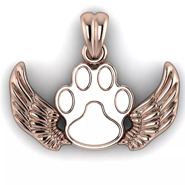 Dog Paw Print Wings Pendant Footprint Necklace Memorial Jewelry 3D print model_11