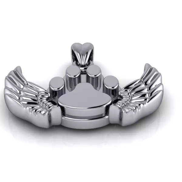 Dog Paw Print Wings Pendant Footprint Necklace Memorial Jewelry 3D print model_19