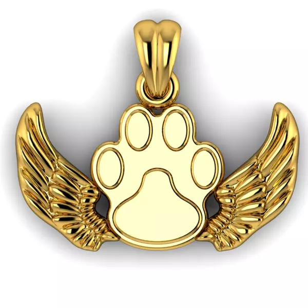 Dog Paw Print Wings Pendant Footprint Necklace Memorial Jewelry 3D print model_16