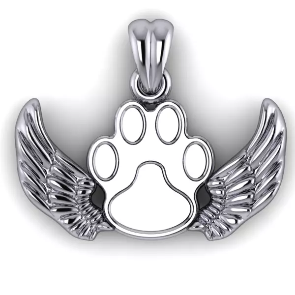 Dog Paw Print Wings Pendant Footprint Necklace Memorial Jewelry 3D print model_9