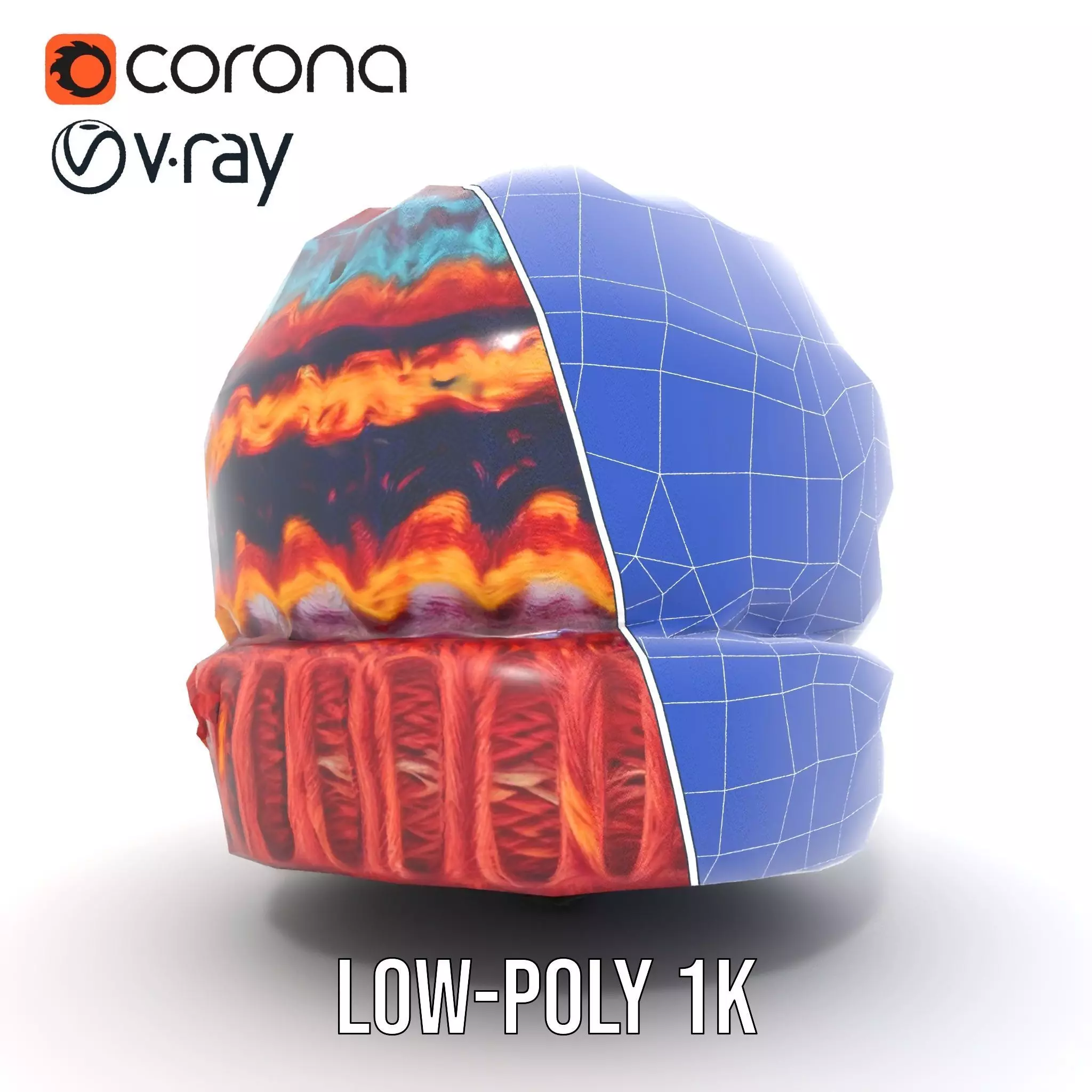 Colorful Knitted Beanie model pack Low-poly 3D model_22