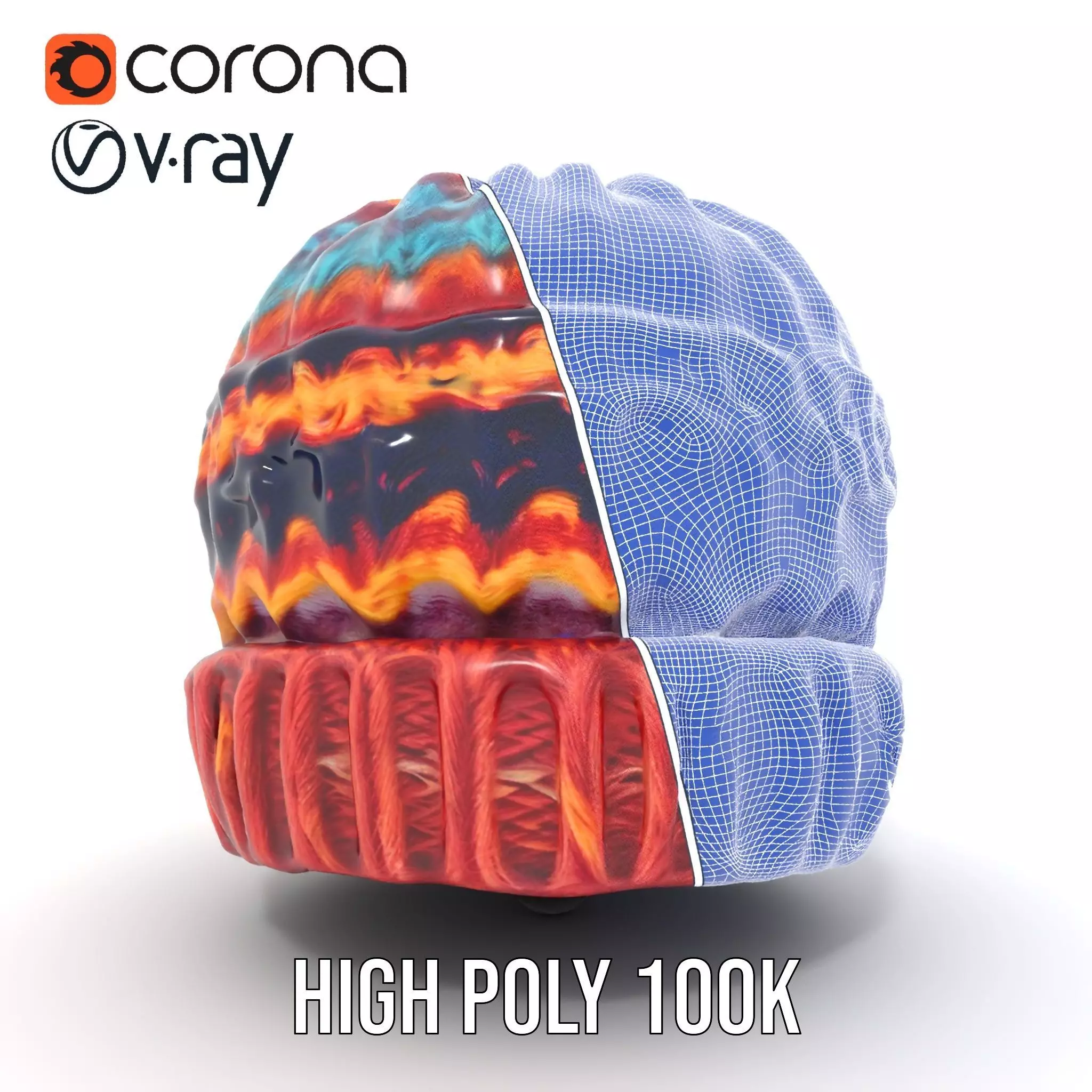 Colorful Knitted Beanie model pack Low-poly 3D model_32
