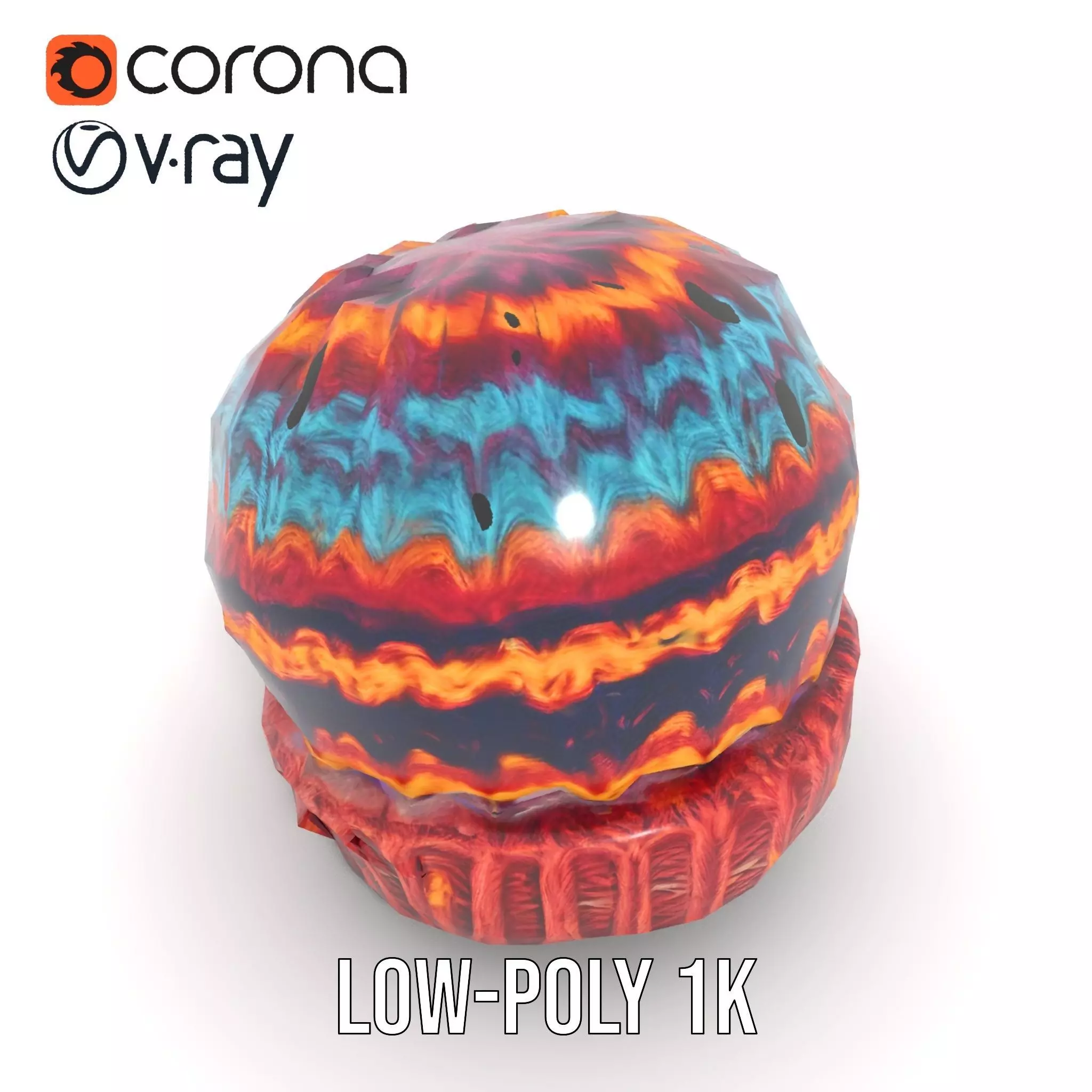 Colorful Knitted Beanie model pack Low-poly 3D model_16