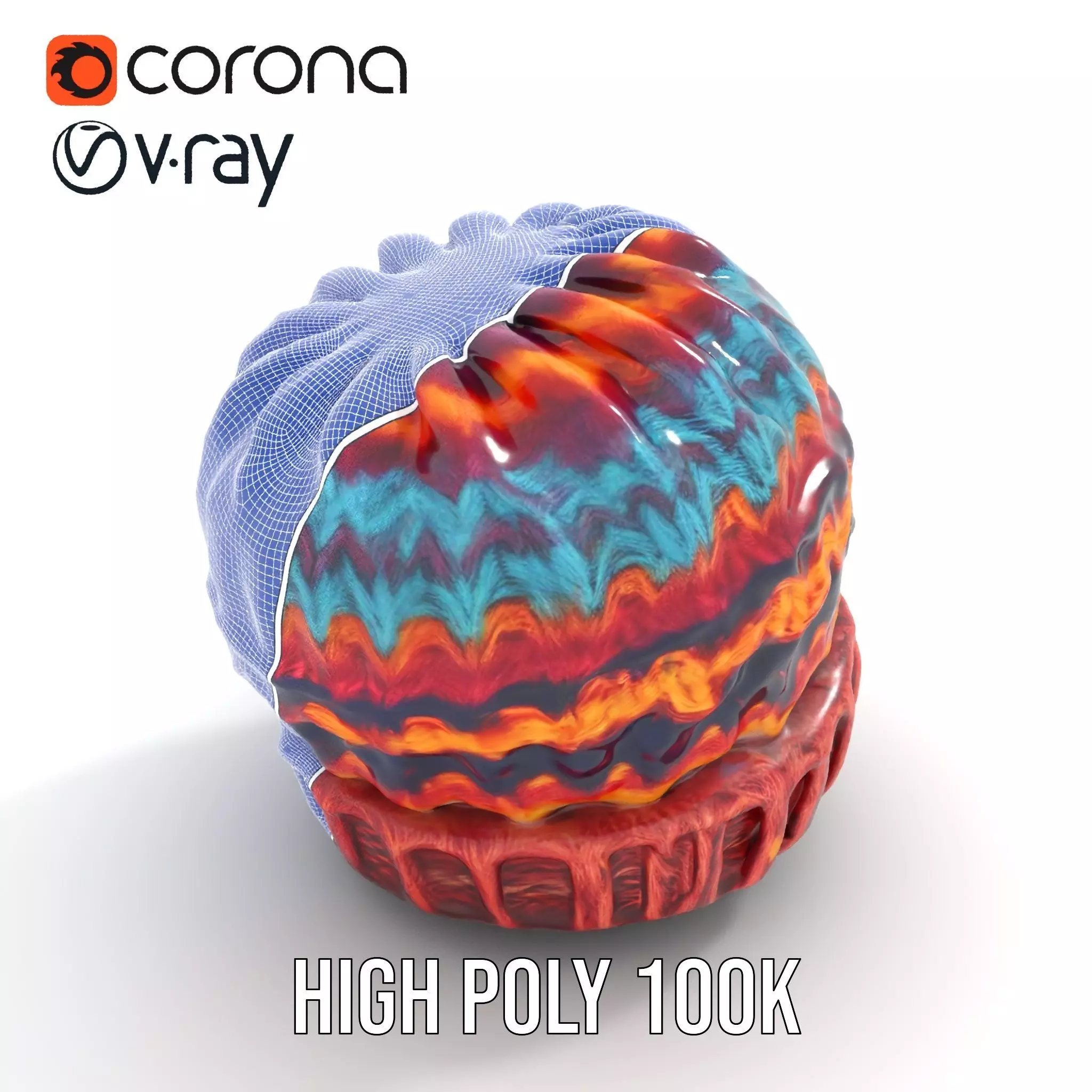 Colorful Knitted Beanie model pack Low-poly 3D model_20