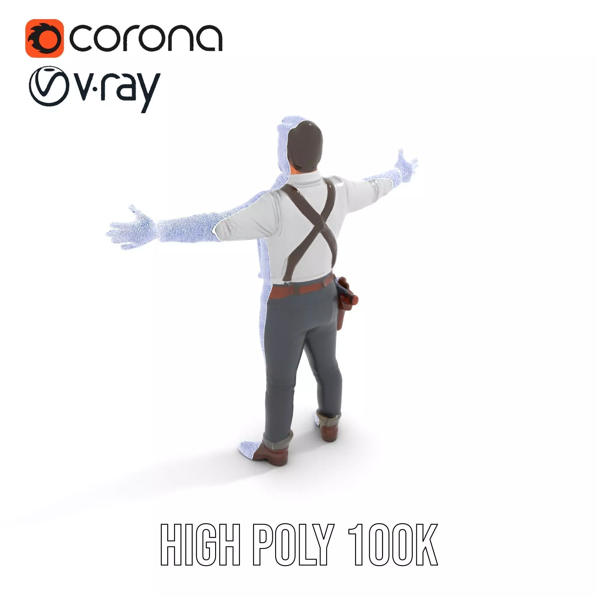 Casual Cowboy Outfit model pack Low-poly 3D model_33