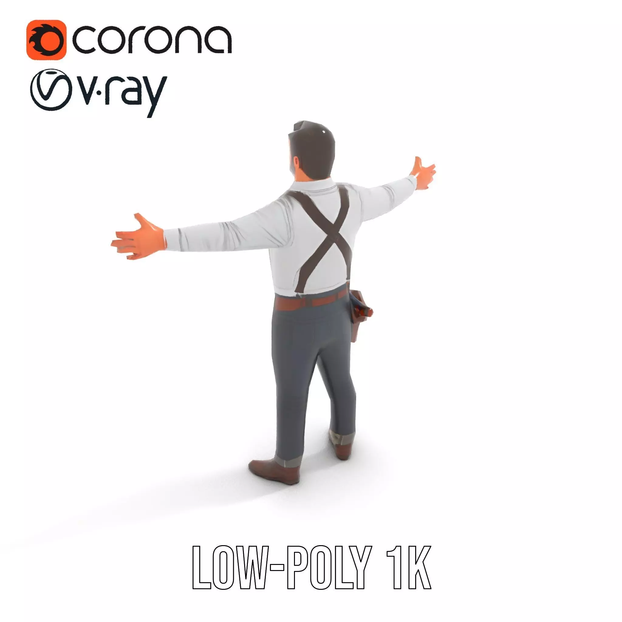 Casual Cowboy Outfit model pack Low-poly 3D model_9