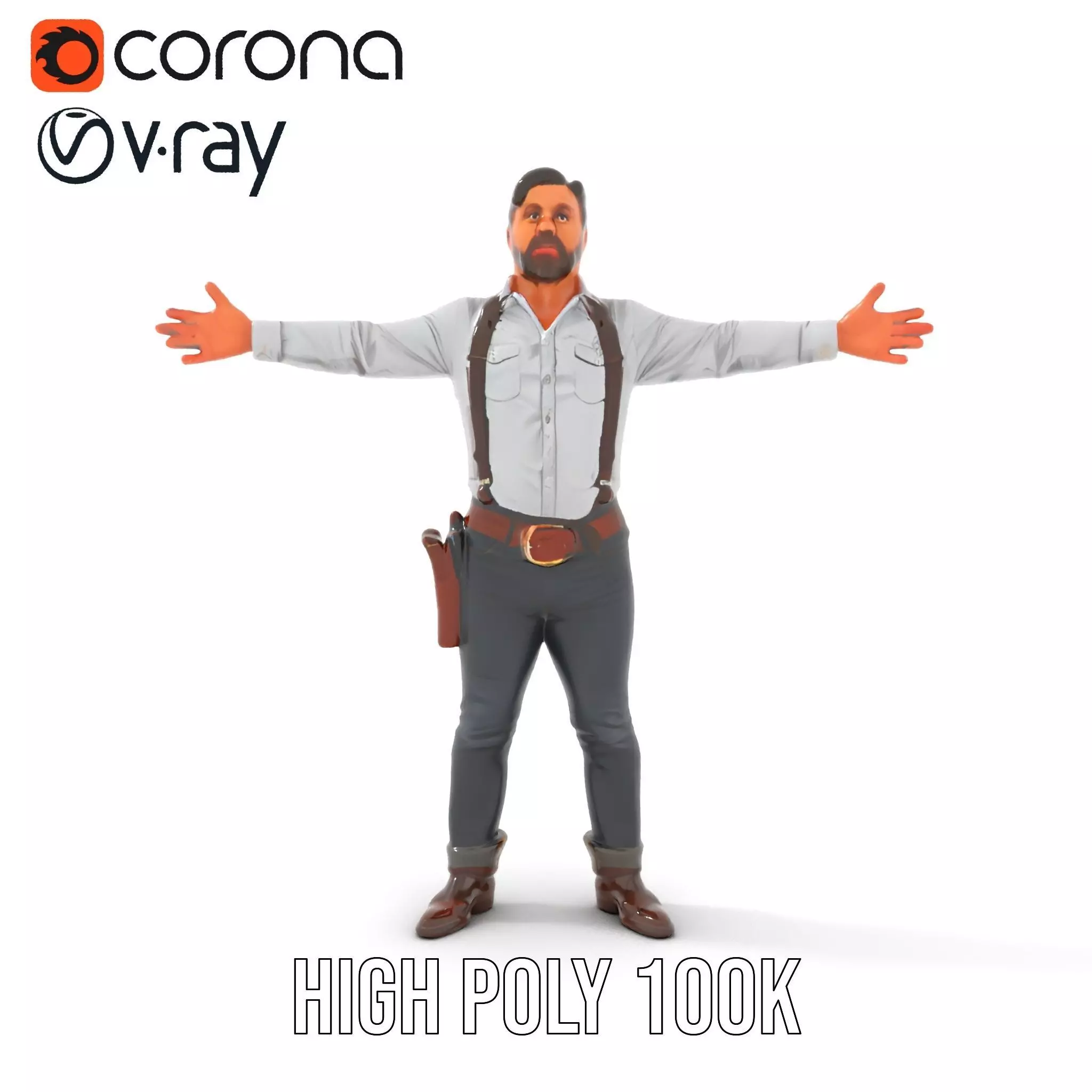 Casual Cowboy Outfit model pack Low-poly 3D model_31