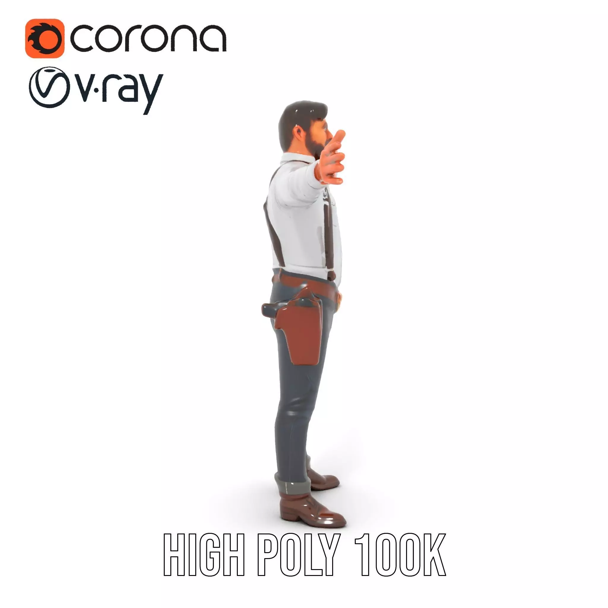 Casual Cowboy Outfit model pack Low-poly 3D model_34
