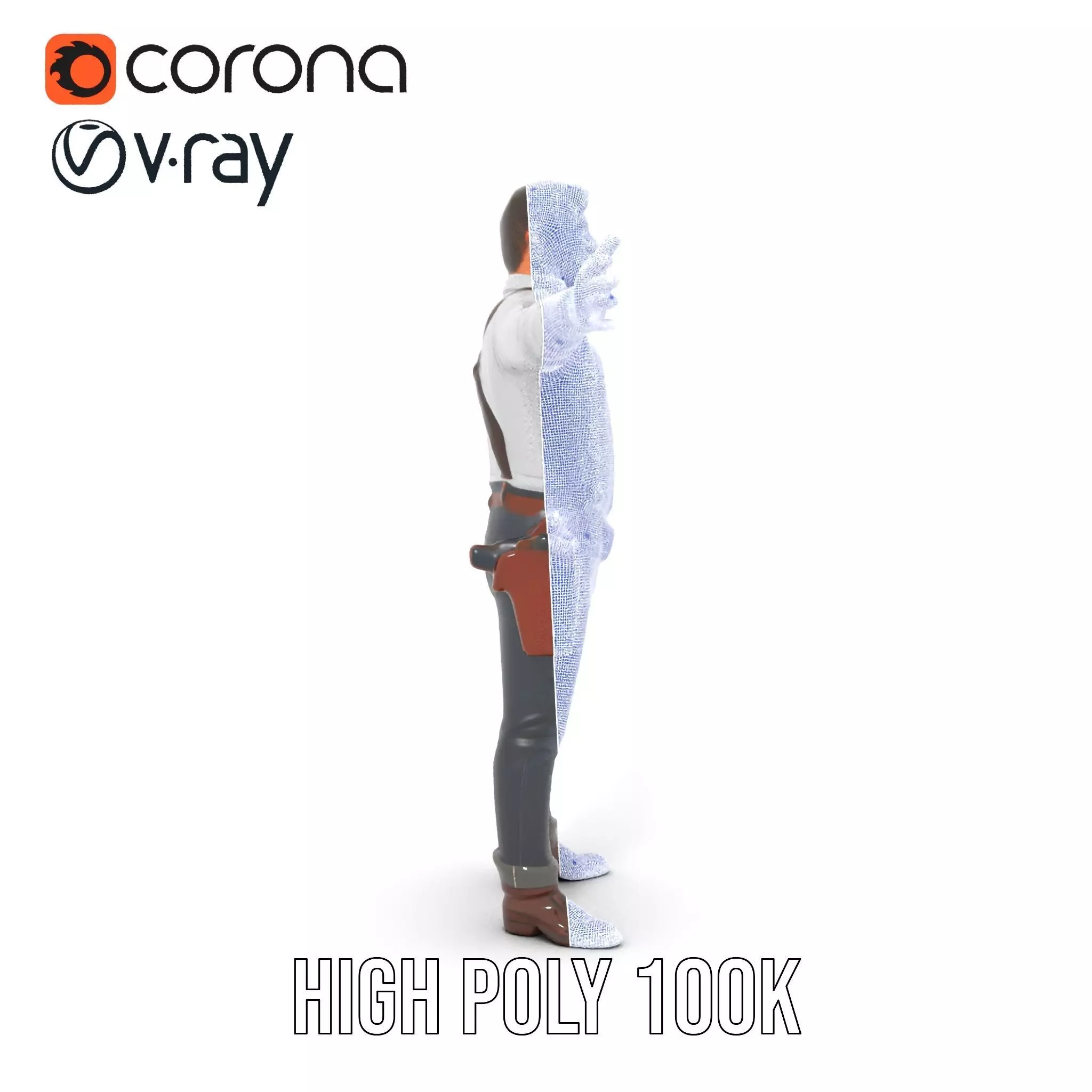 Casual Cowboy Outfit model pack Low-poly 3D model_23