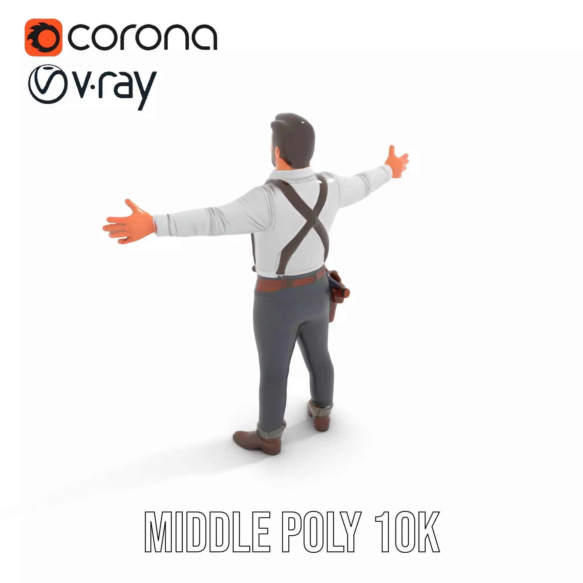 Casual Cowboy Outfit model pack Low-poly 3D model_11