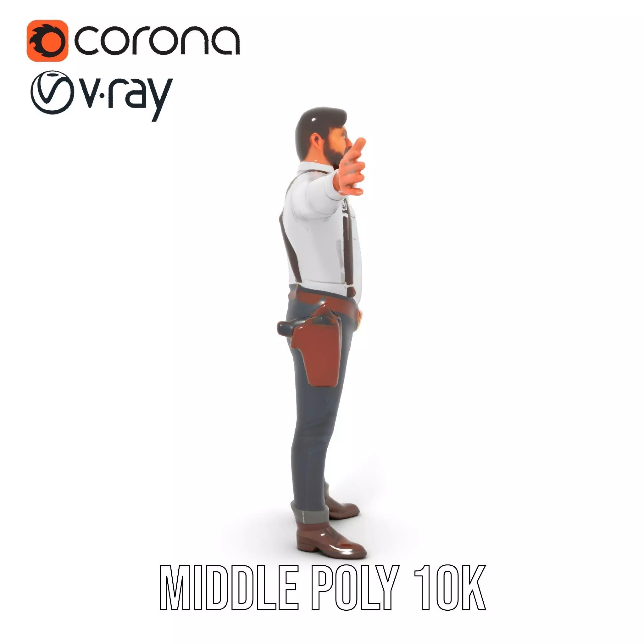 Casual Cowboy Outfit model pack Low-poly 3D model_24