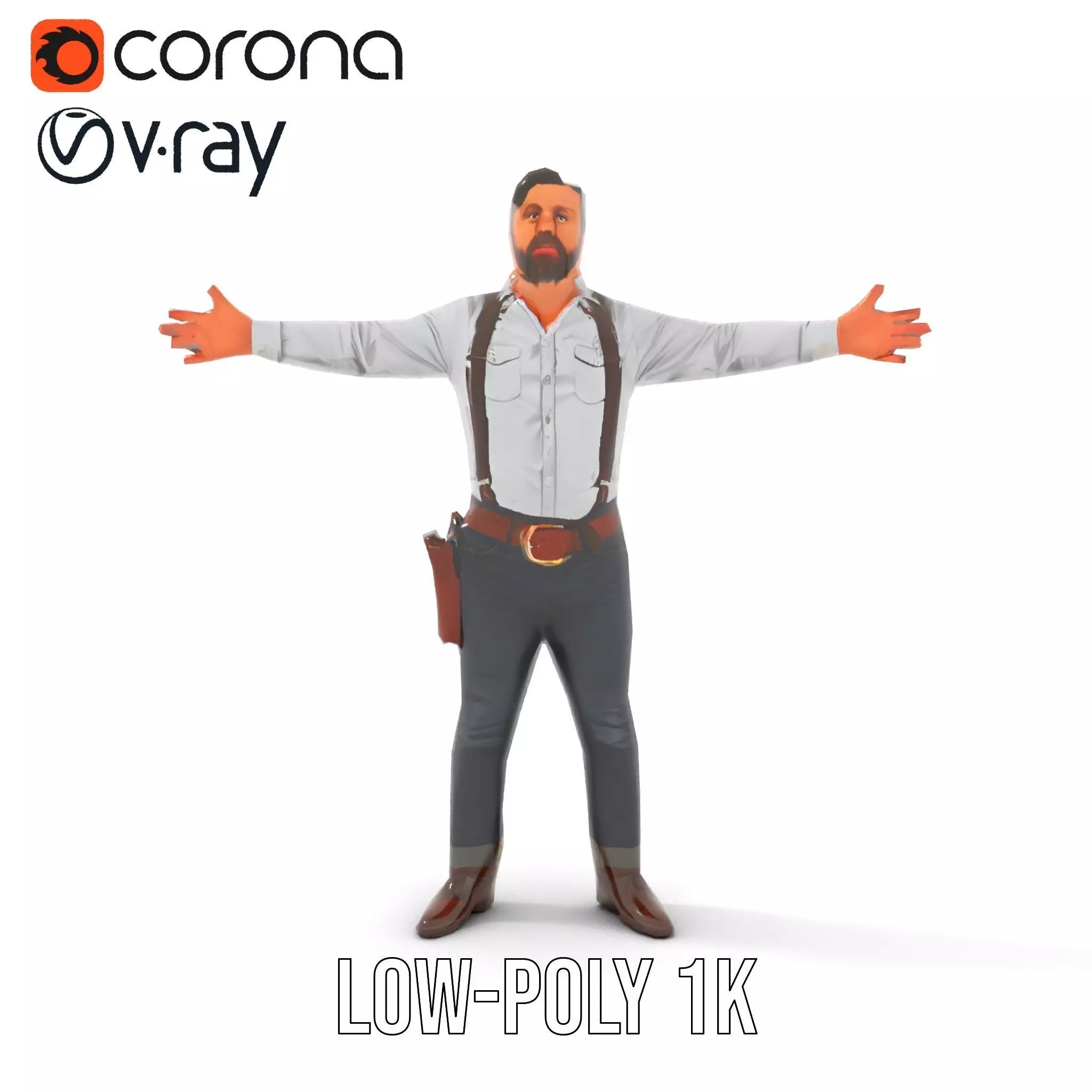 Casual Cowboy Outfit model pack Low-poly 3D model_22