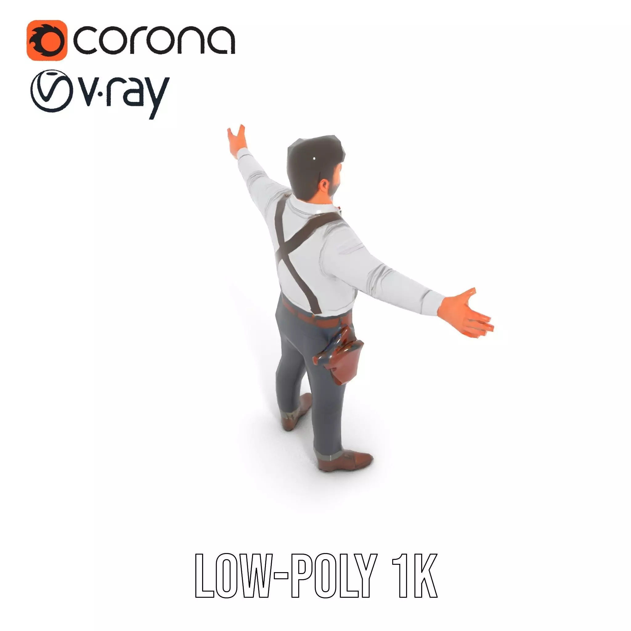 Casual Cowboy Outfit model pack Low-poly 3D model_15