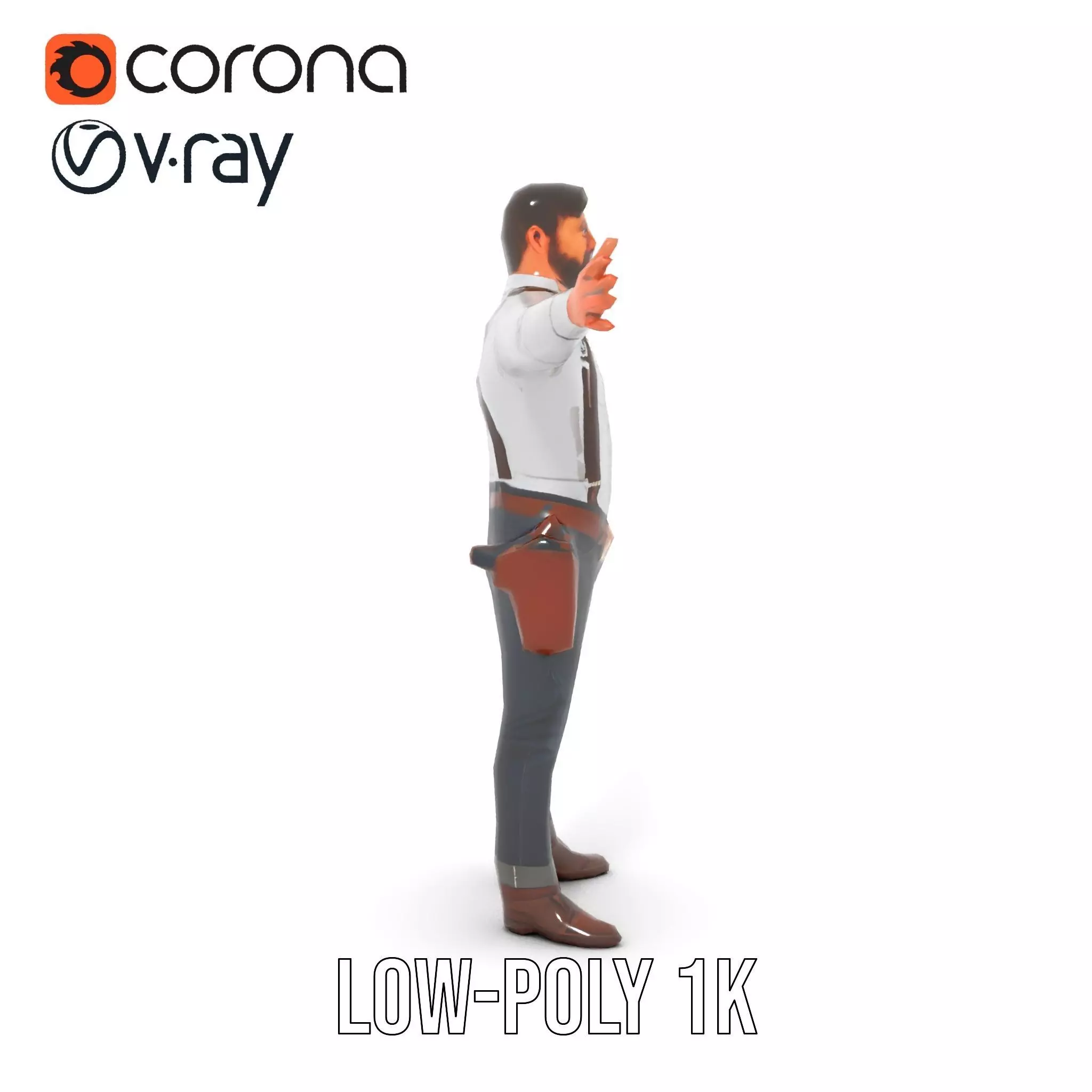 Casual Cowboy Outfit model pack Low-poly 3D model_25