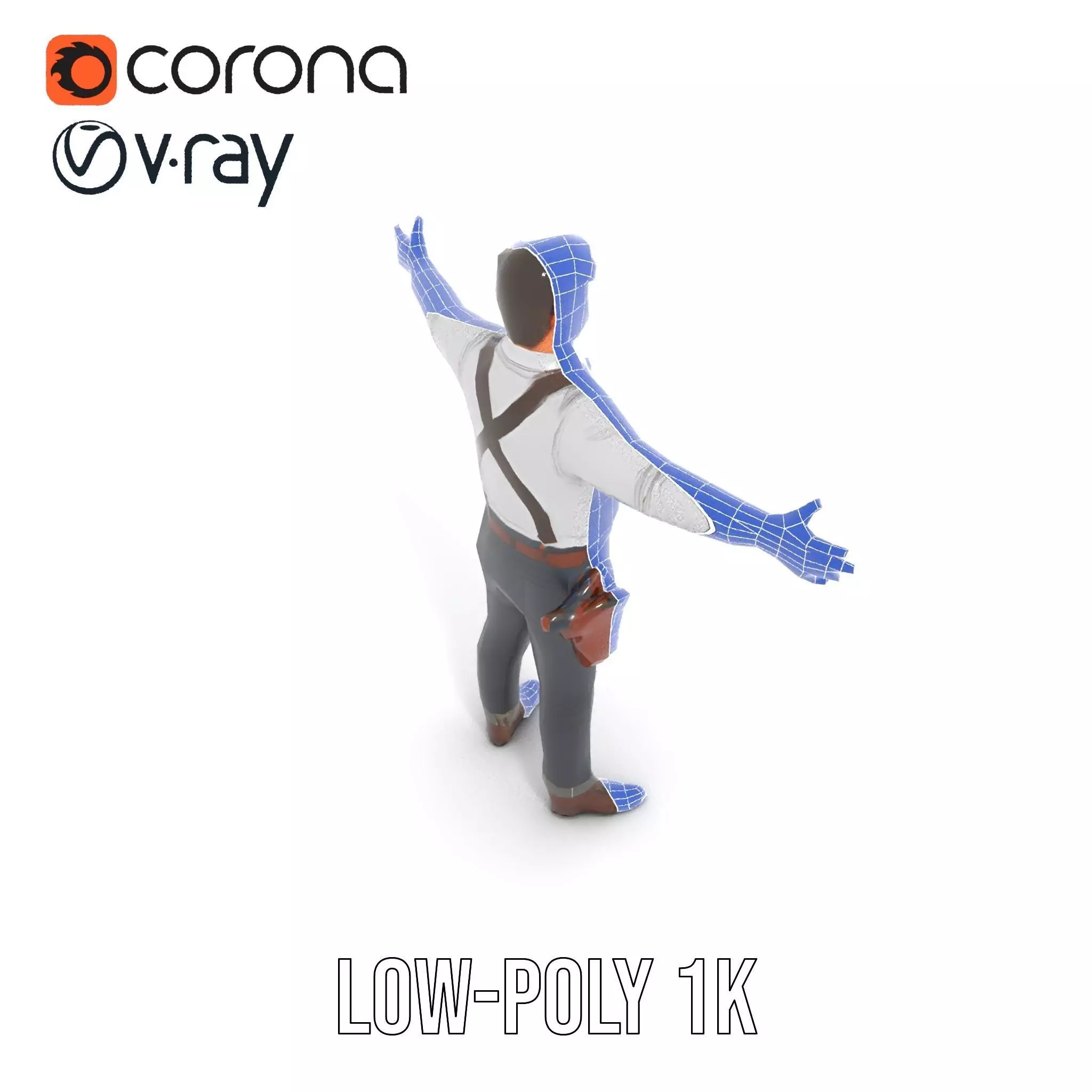 Casual Cowboy Outfit model pack Low-poly 3D model_17