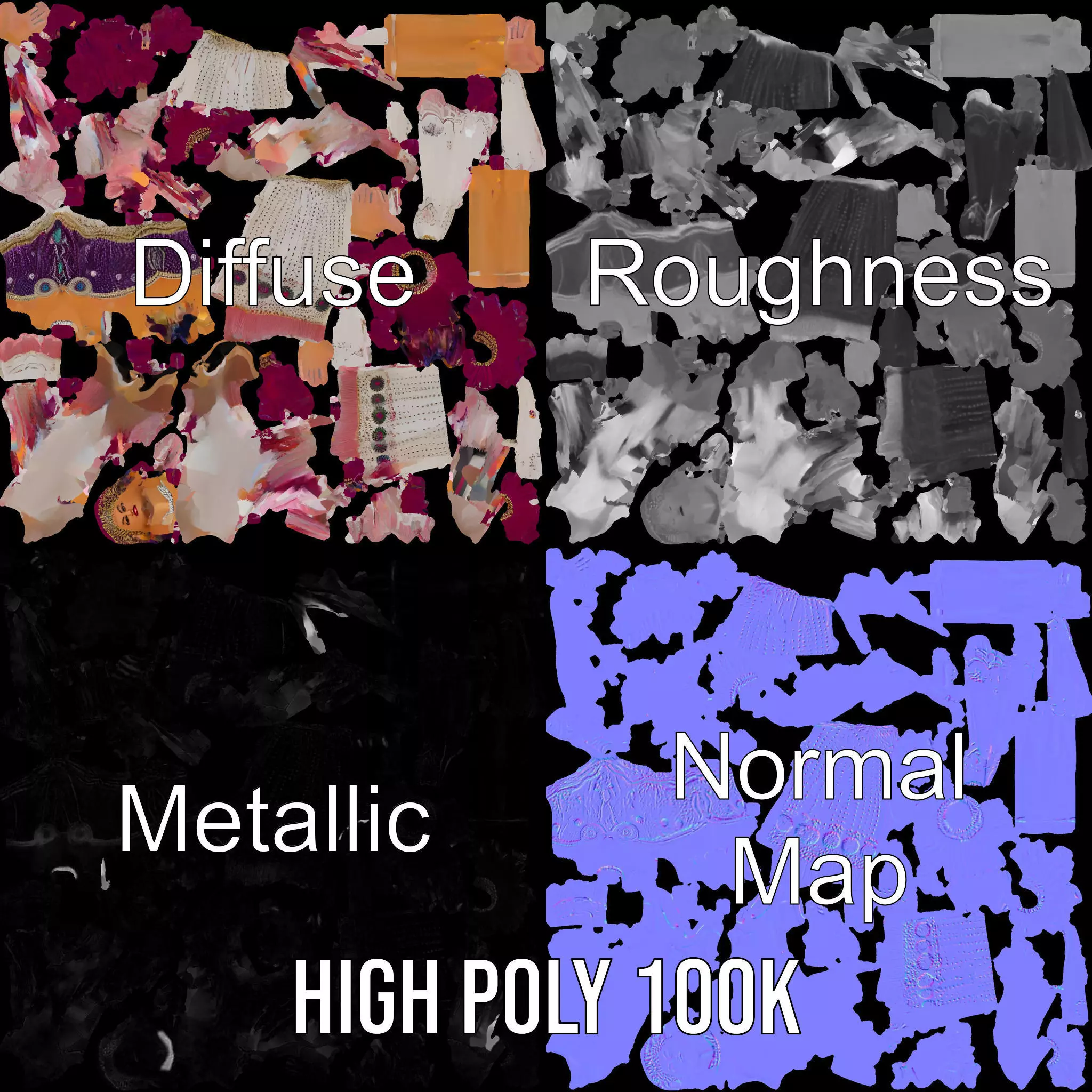 Regal Carnival Attire model pack Low-poly 3D model_3