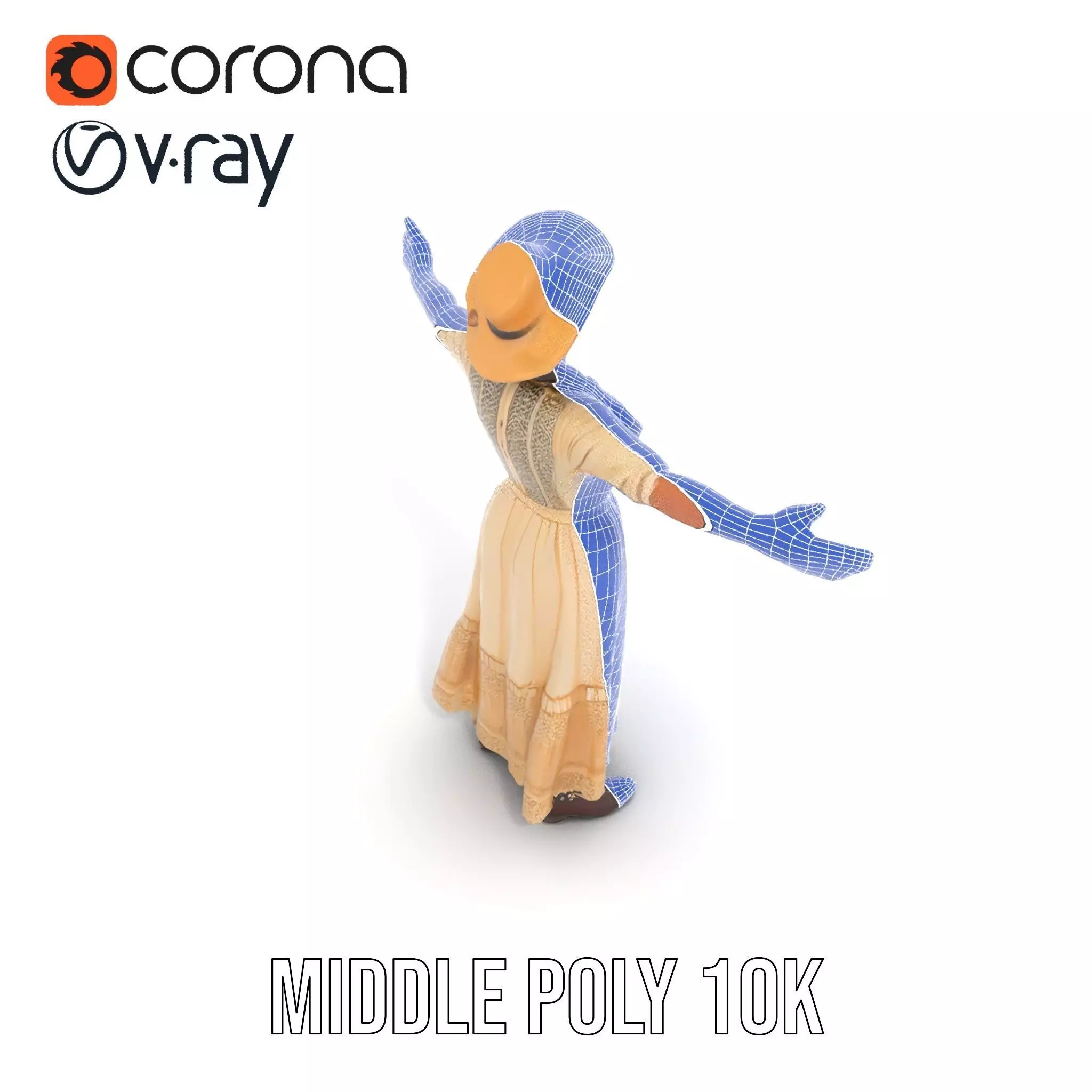 Vintage Lace Dress model pack Low-poly 3D model_15