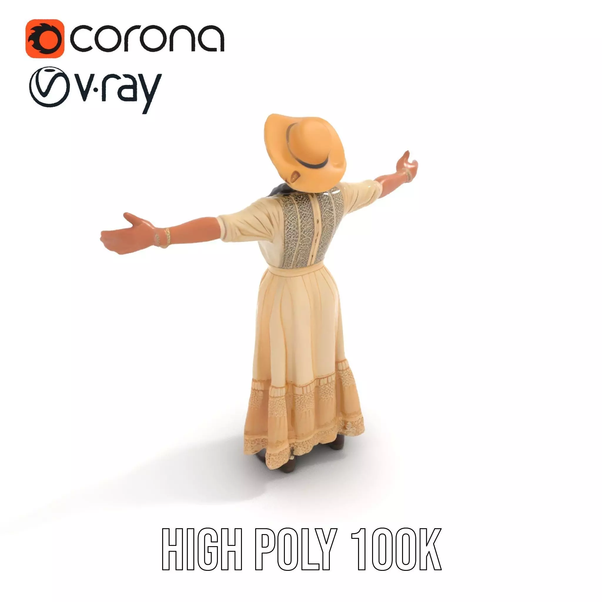 Vintage Lace Dress model pack Low-poly 3D model_22