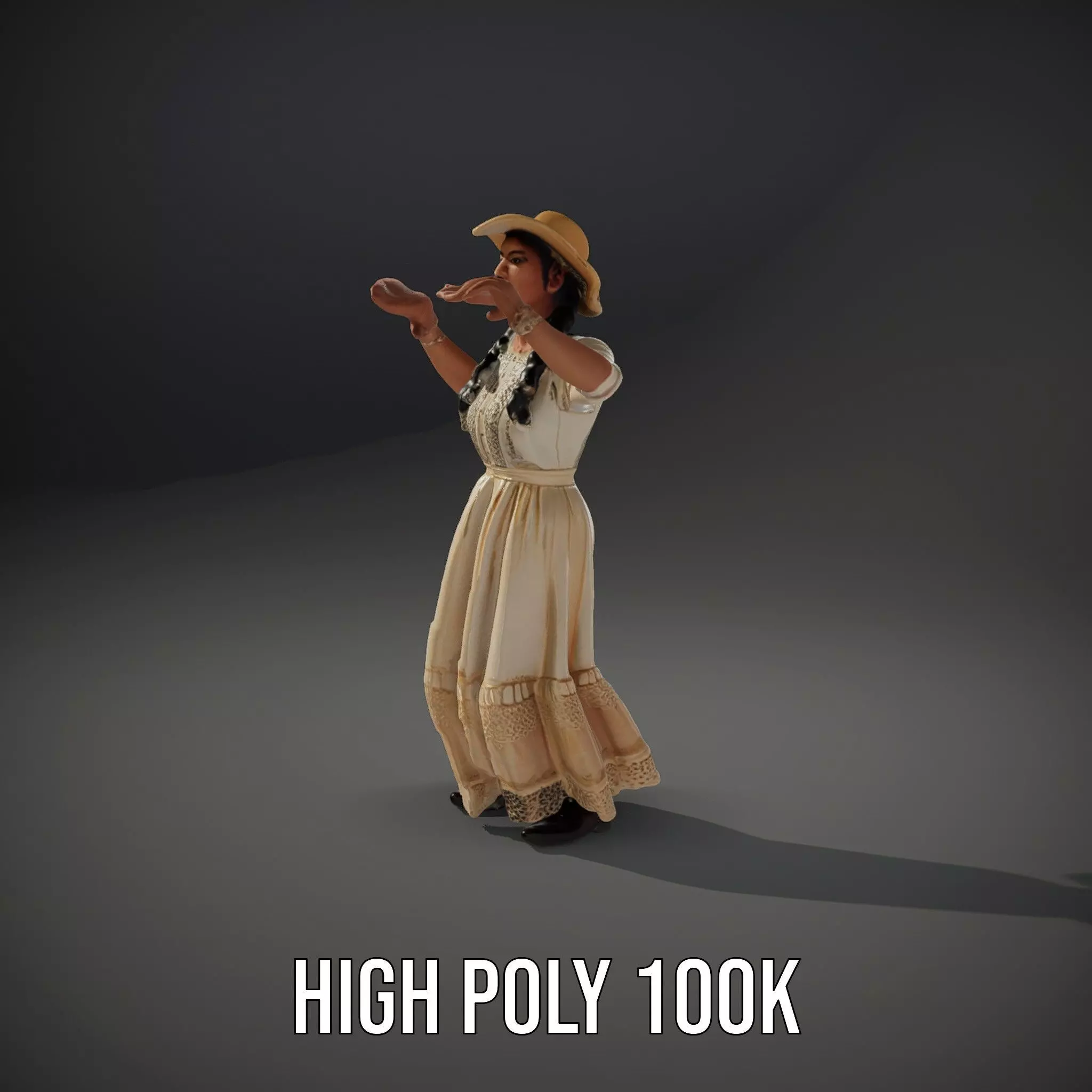 Vintage Lace Dress model pack Low-poly 3D model_10