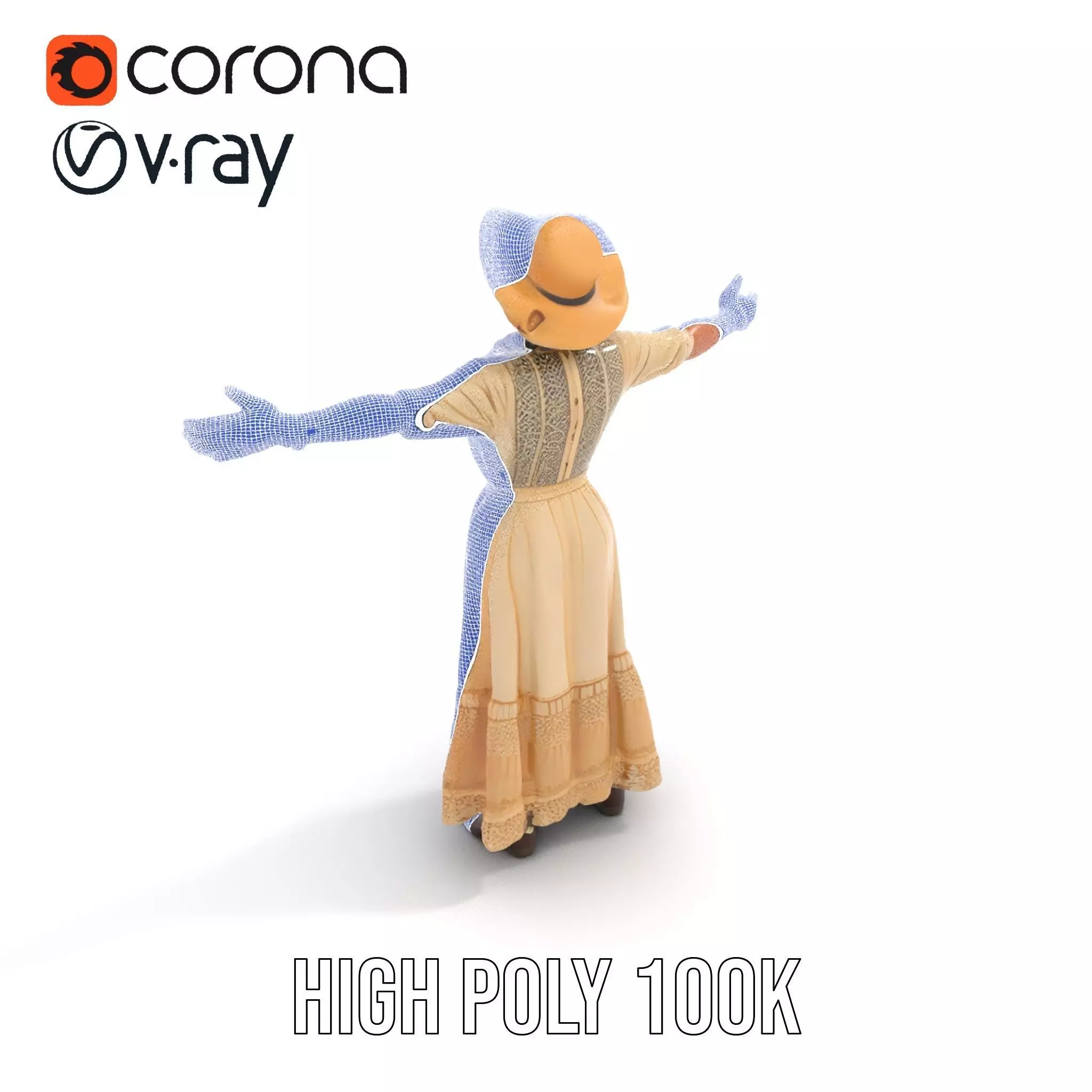 Vintage Lace Dress model pack Low-poly 3D model_31