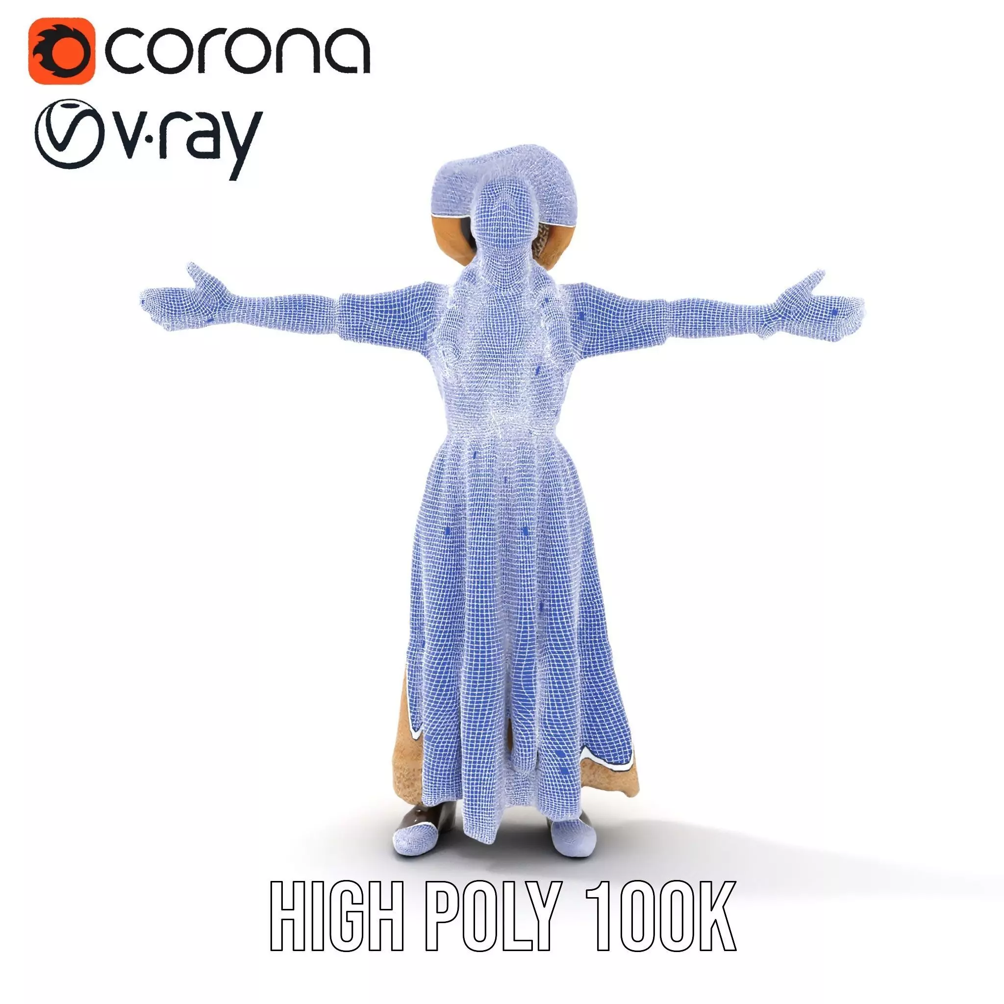 Vintage Lace Dress model pack Low-poly 3D model_33