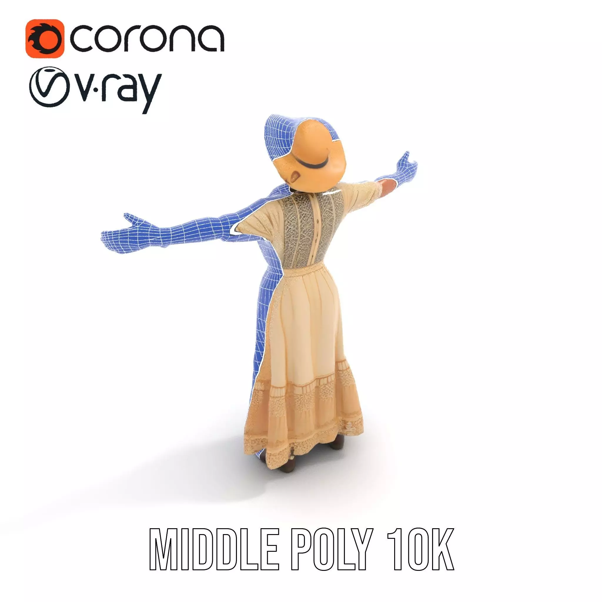 Vintage Lace Dress model pack Low-poly 3D model_20