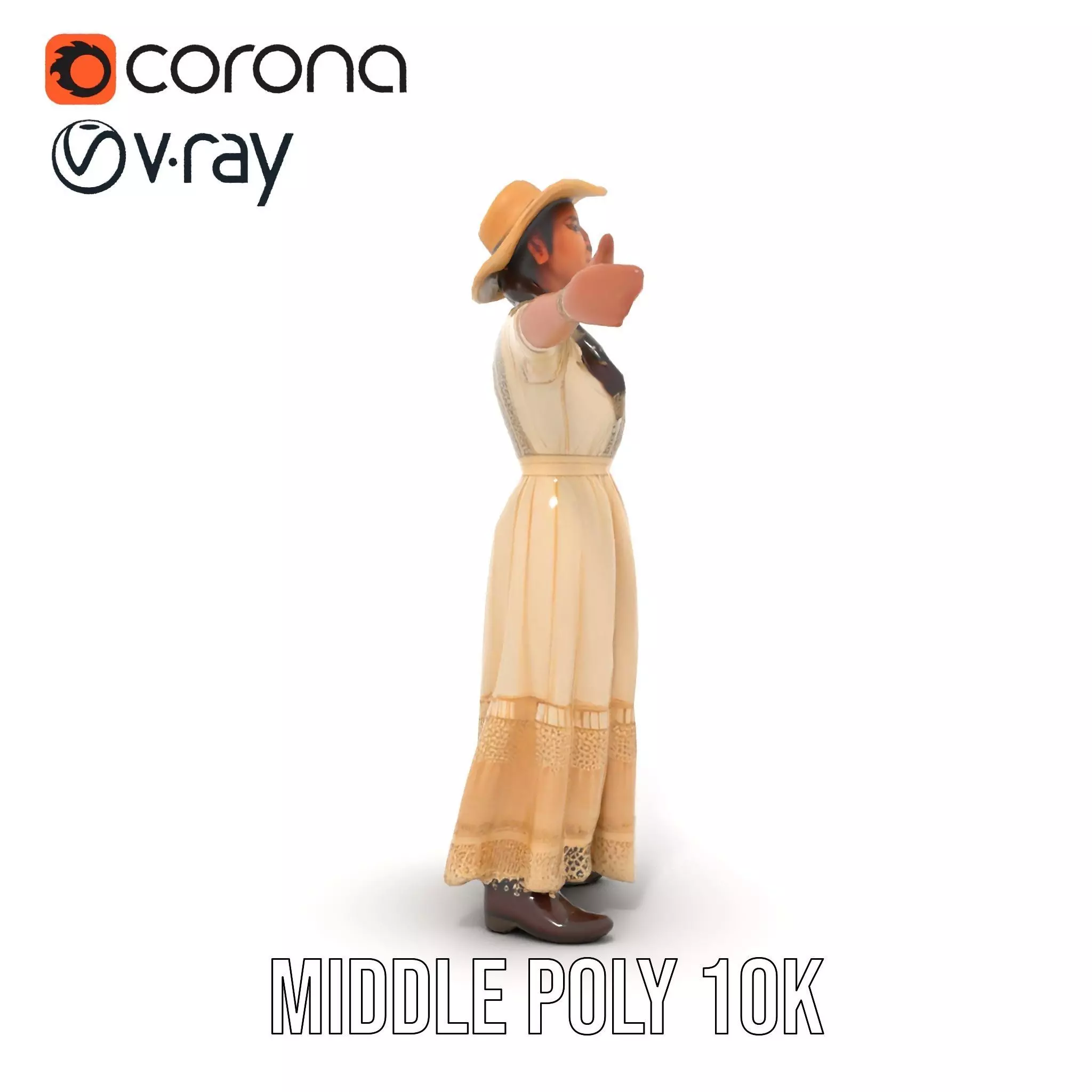 Vintage Lace Dress model pack Low-poly 3D model_17