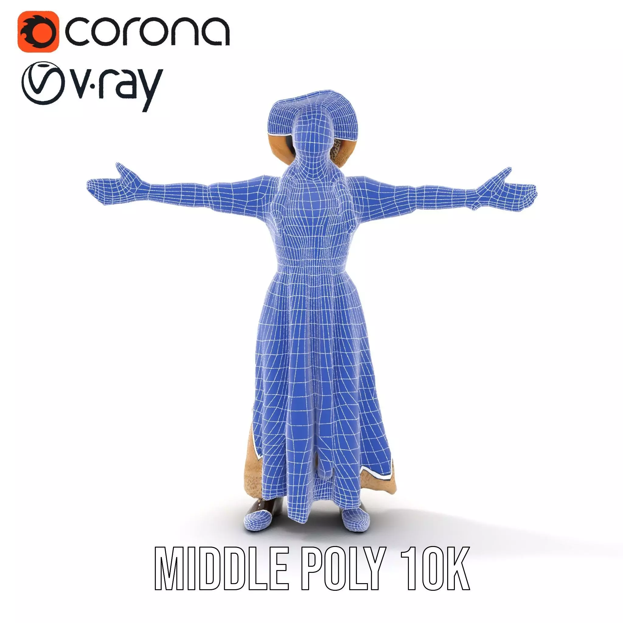 Vintage Lace Dress model pack Low-poly 3D model_26