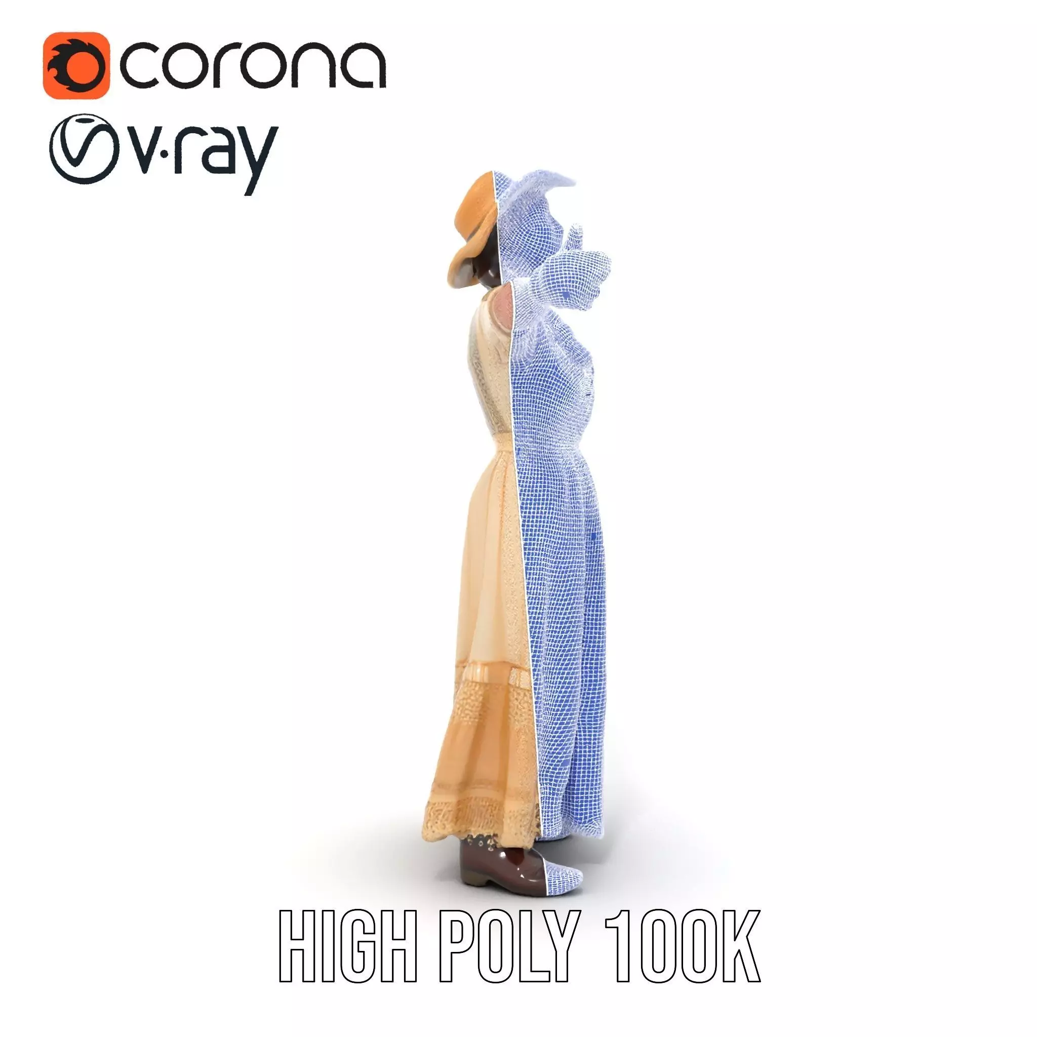 Vintage Lace Dress model pack Low-poly 3D model_34