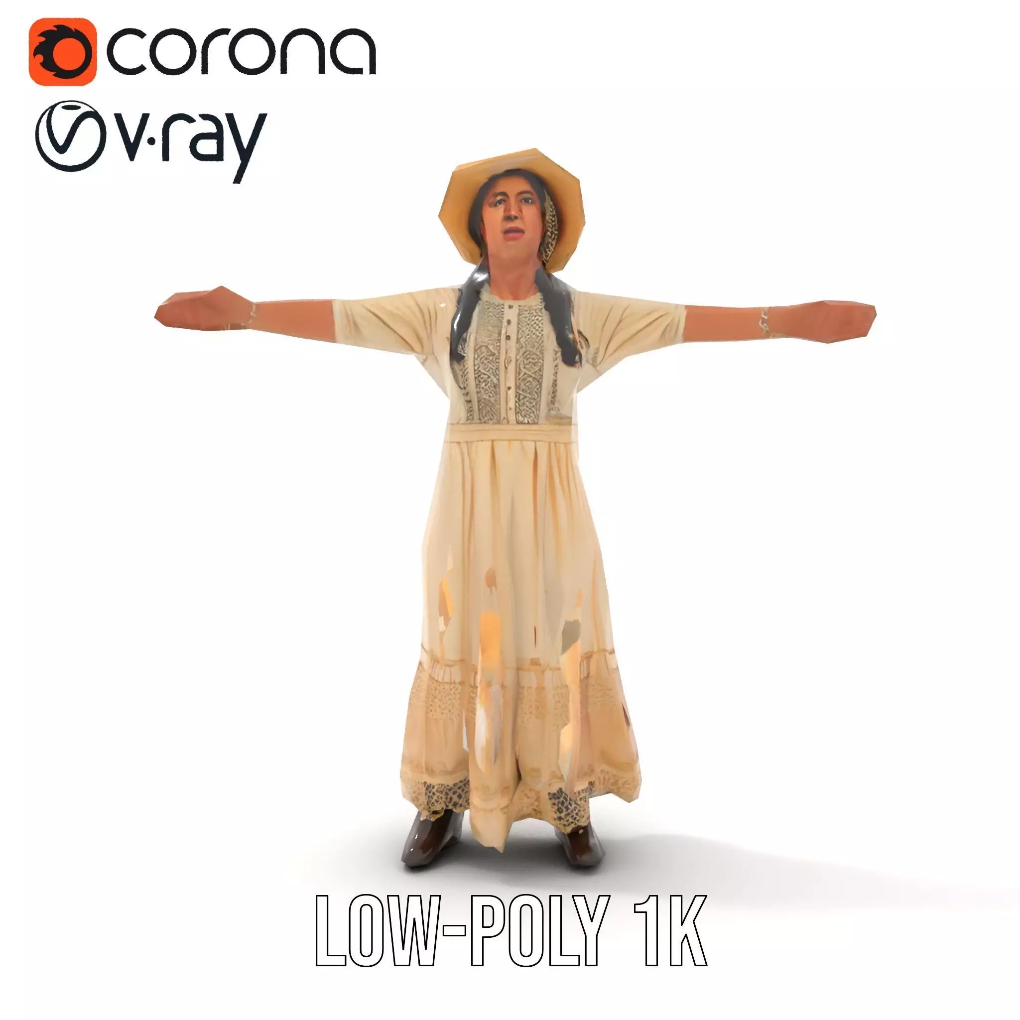 Vintage Lace Dress model pack Low-poly 3D model_30