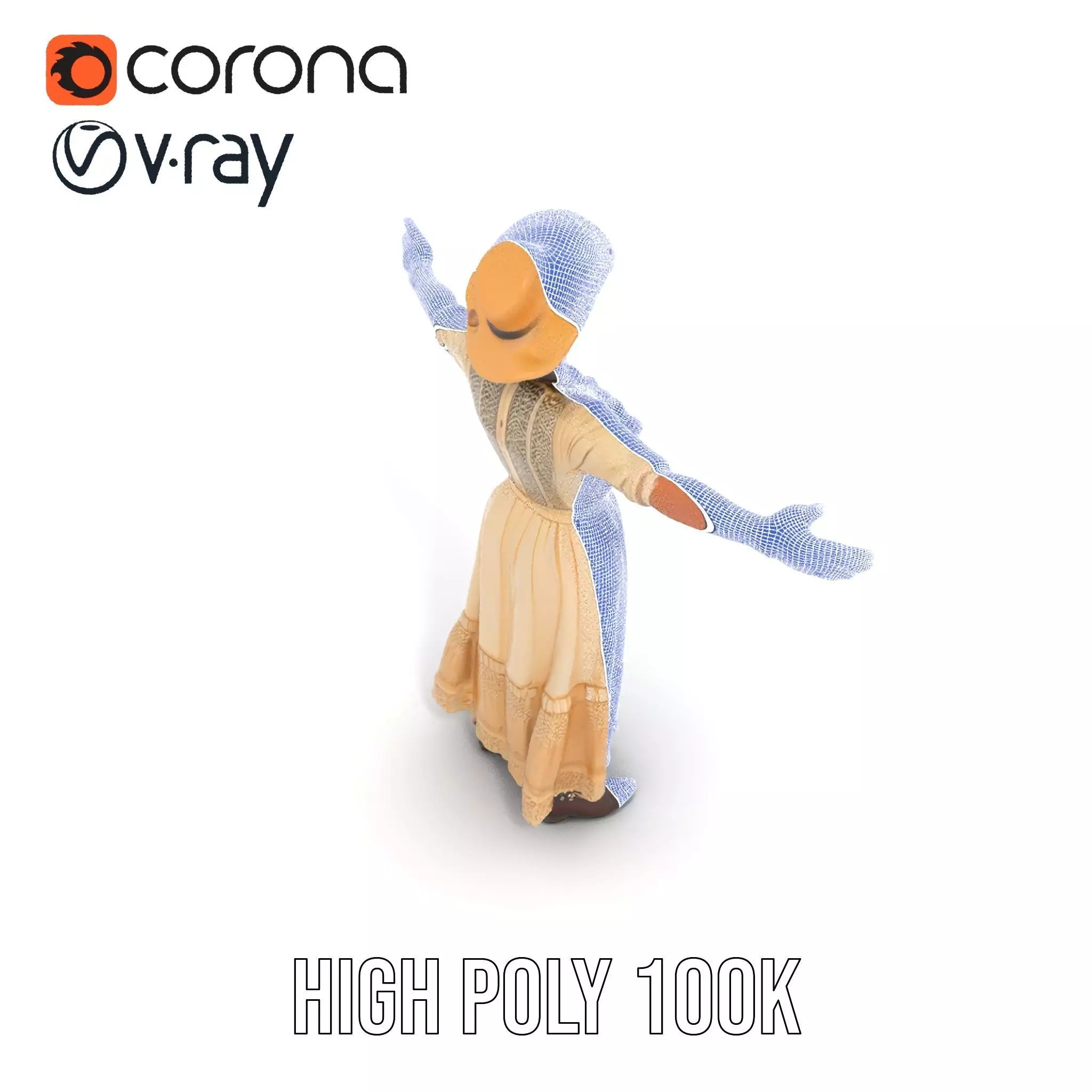 Vintage Lace Dress model pack Low-poly 3D model_32