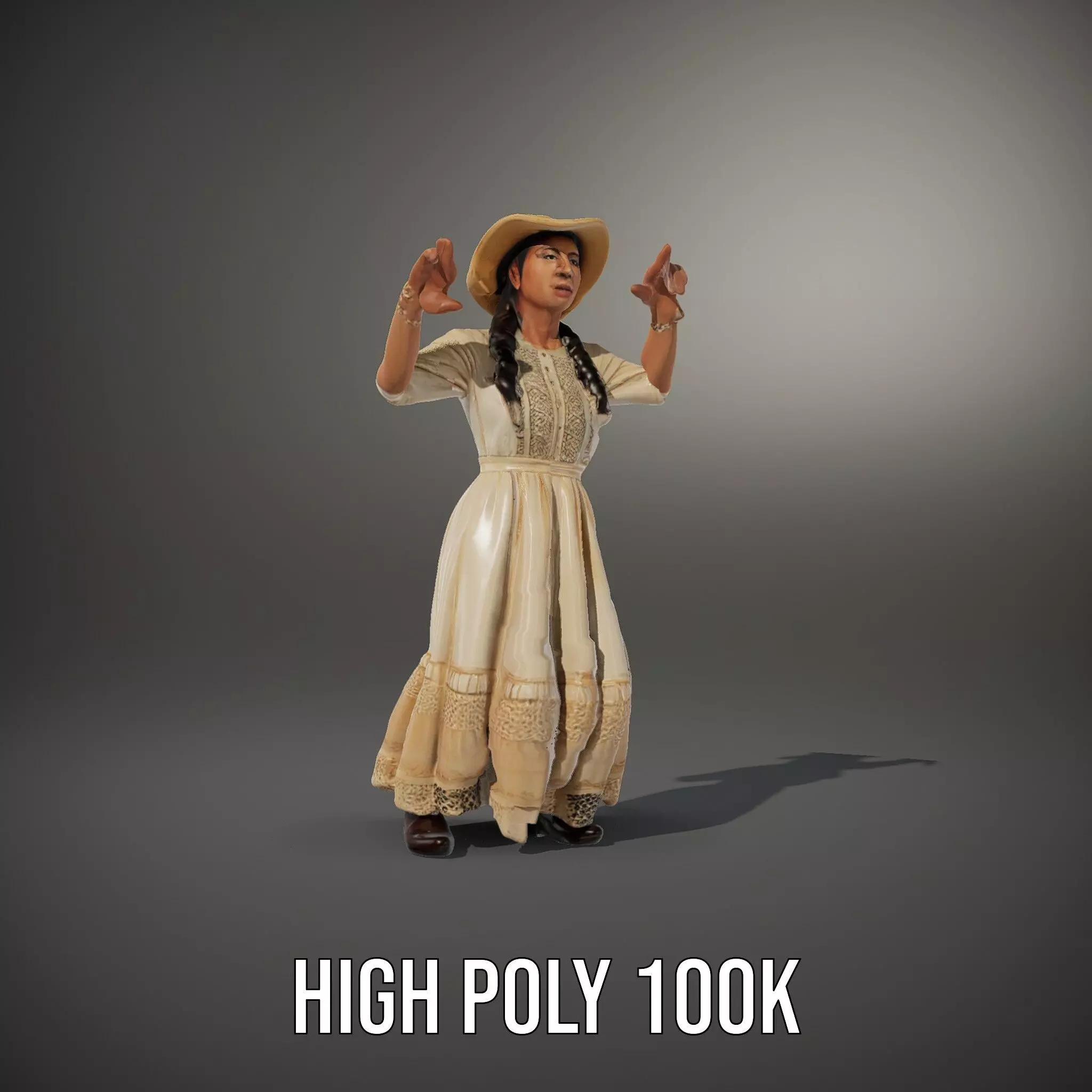 Vintage Lace Dress model pack Low-poly 3D model_8