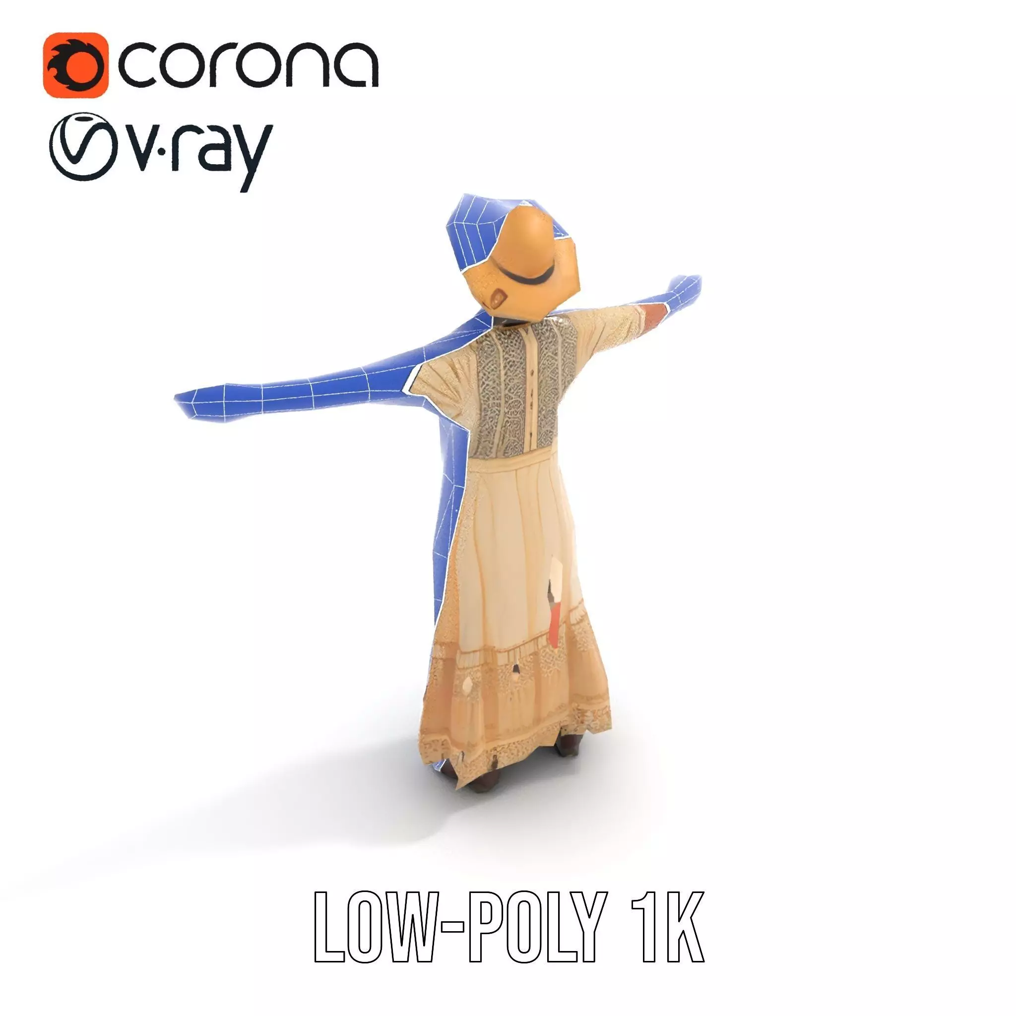 Vintage Lace Dress model pack Low-poly 3D model_24